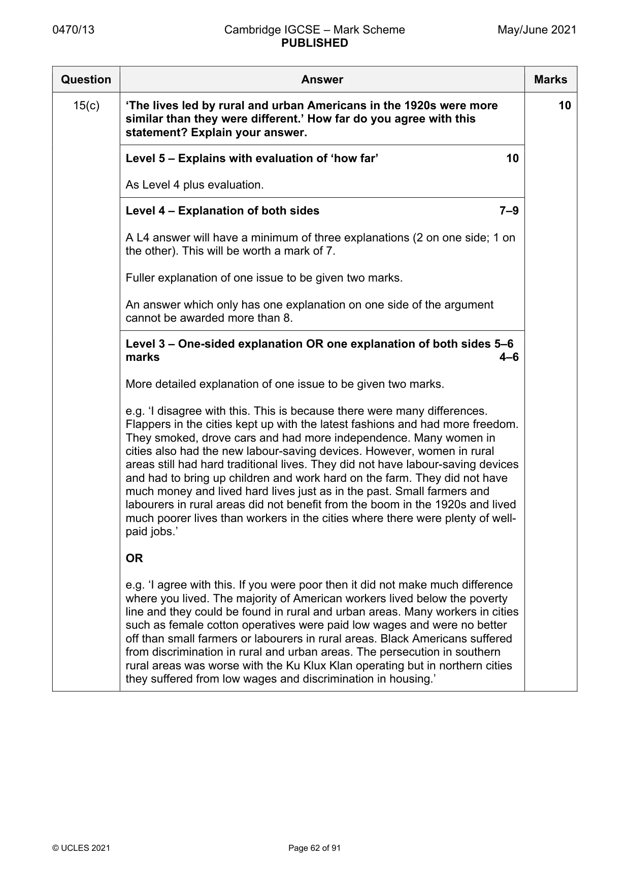 Mark scheme, page 62 of 91