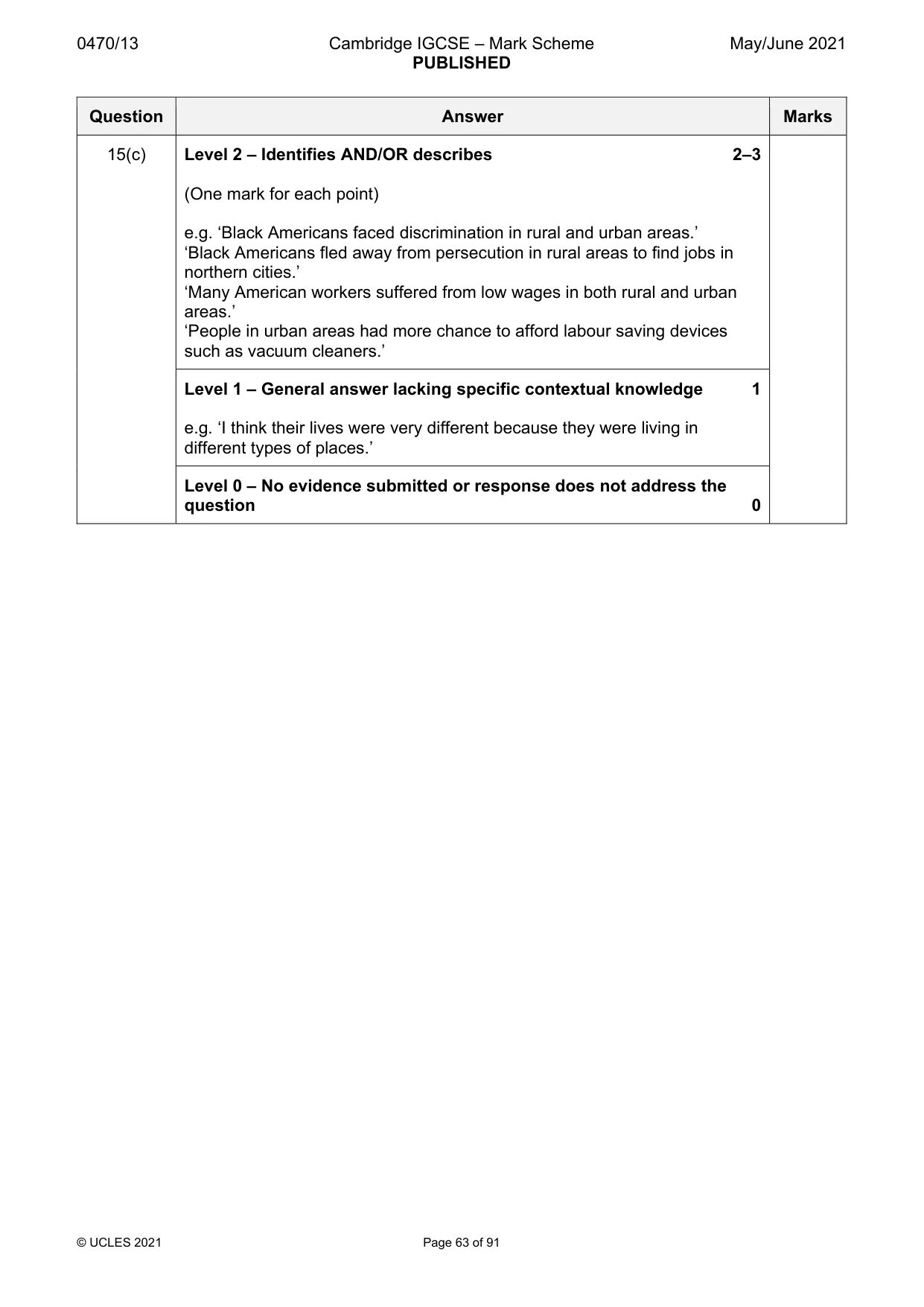 Mark scheme, page 63 of 91
