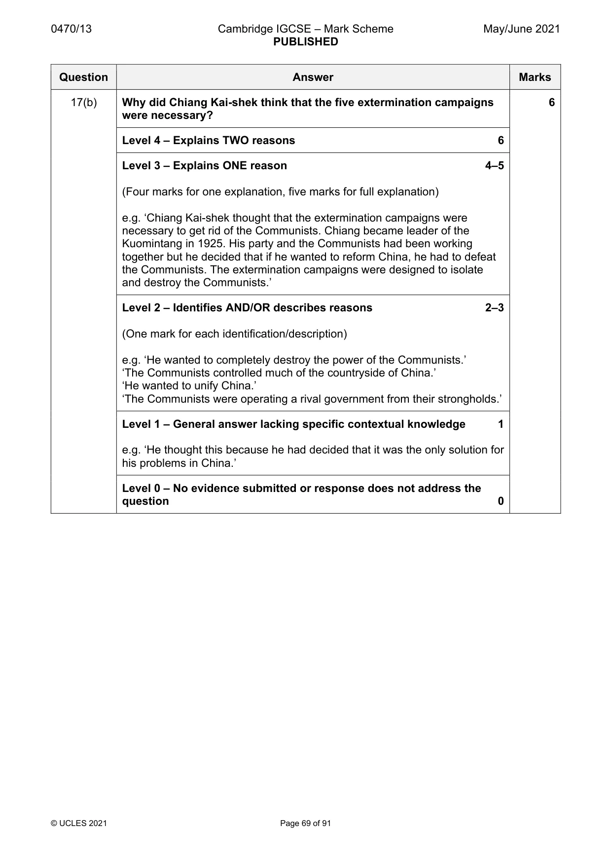 Mark scheme, page 69 of 91