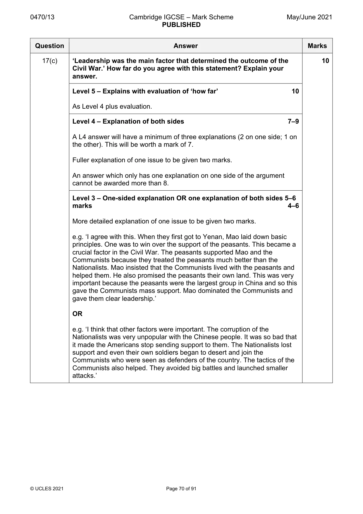 Mark scheme, page 70 of 91
