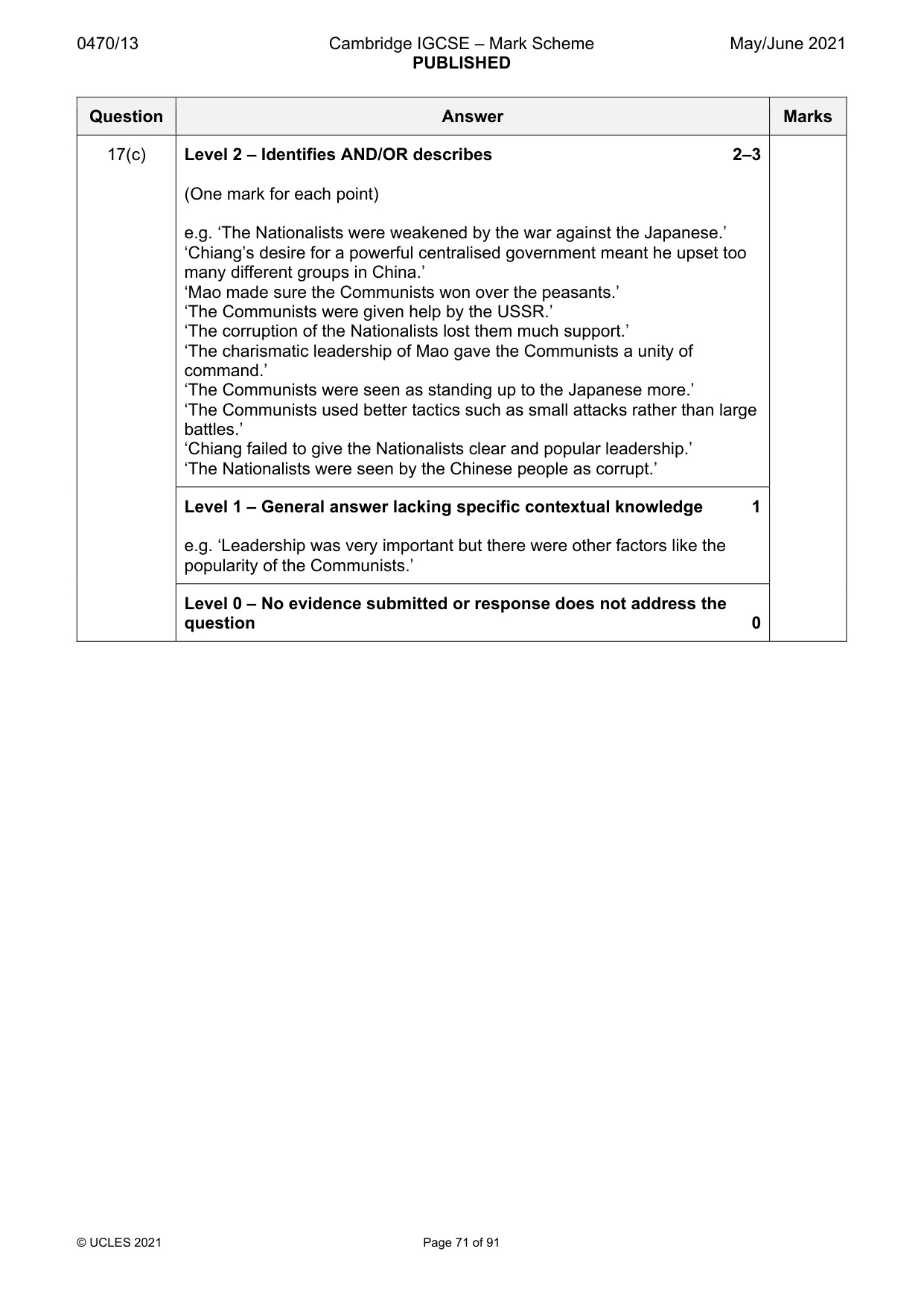 Mark scheme, page 71 of 91