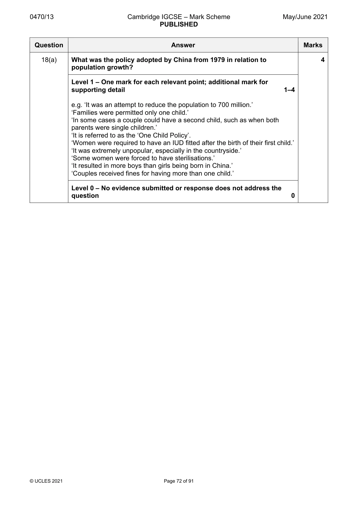 Mark scheme, page 72 of 91