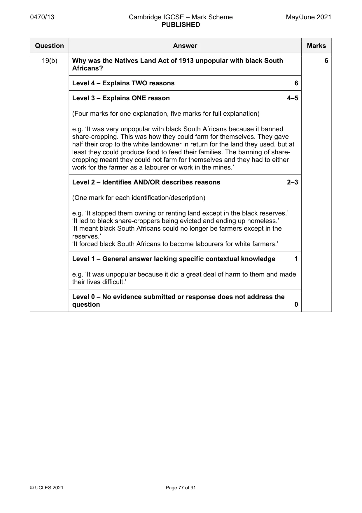 Mark scheme, page 77 of 91