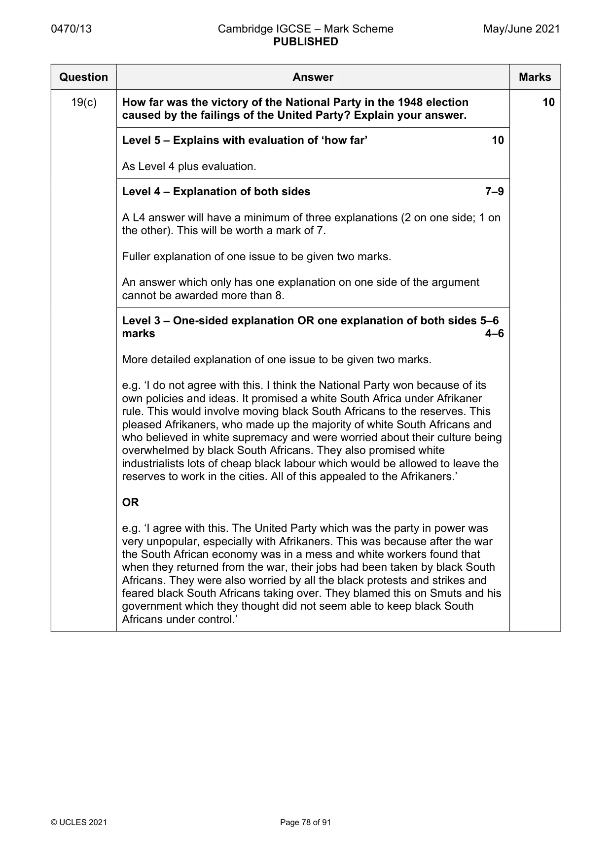 Mark scheme, page 78 of 91