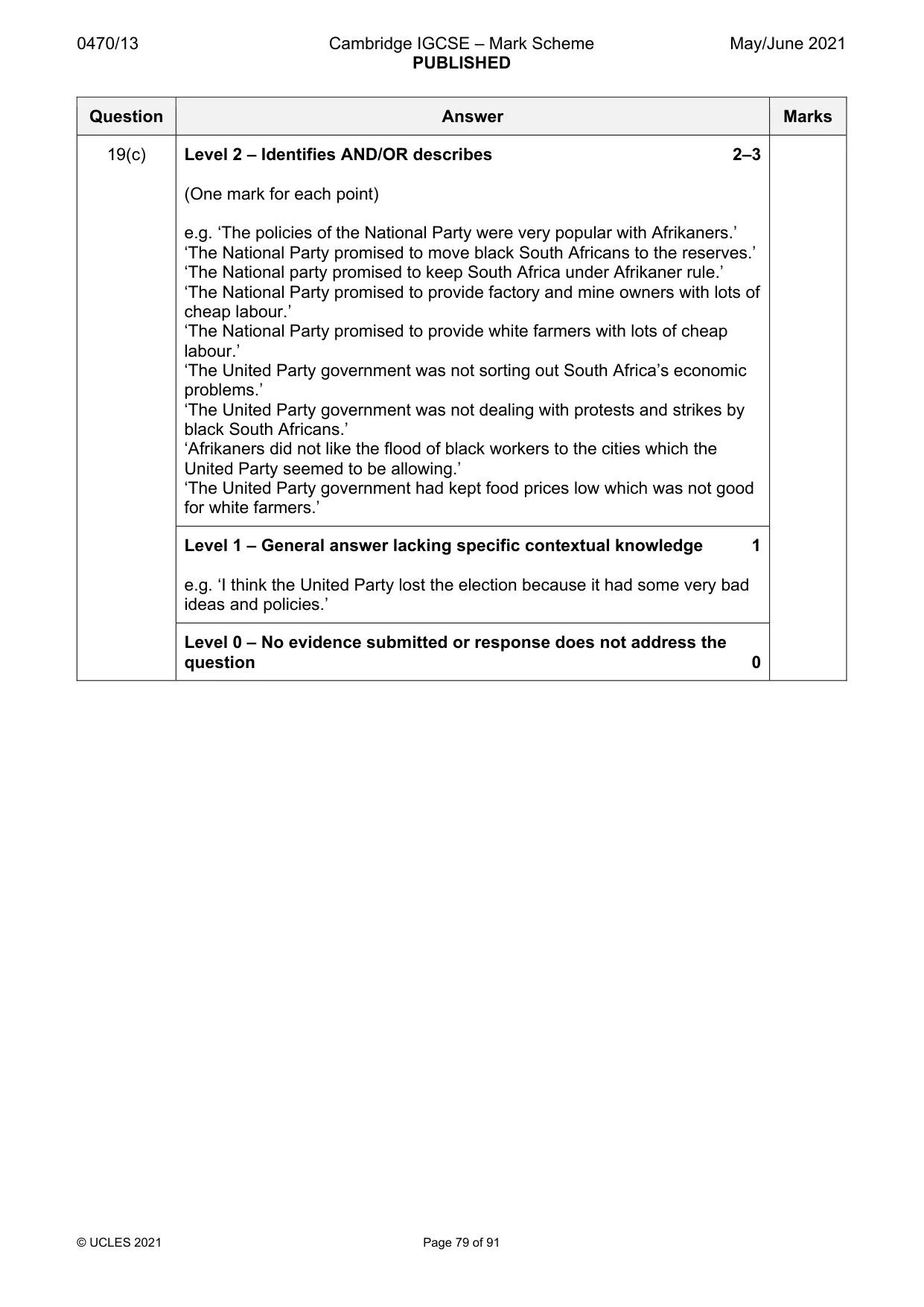 Mark scheme, page 79 of 91