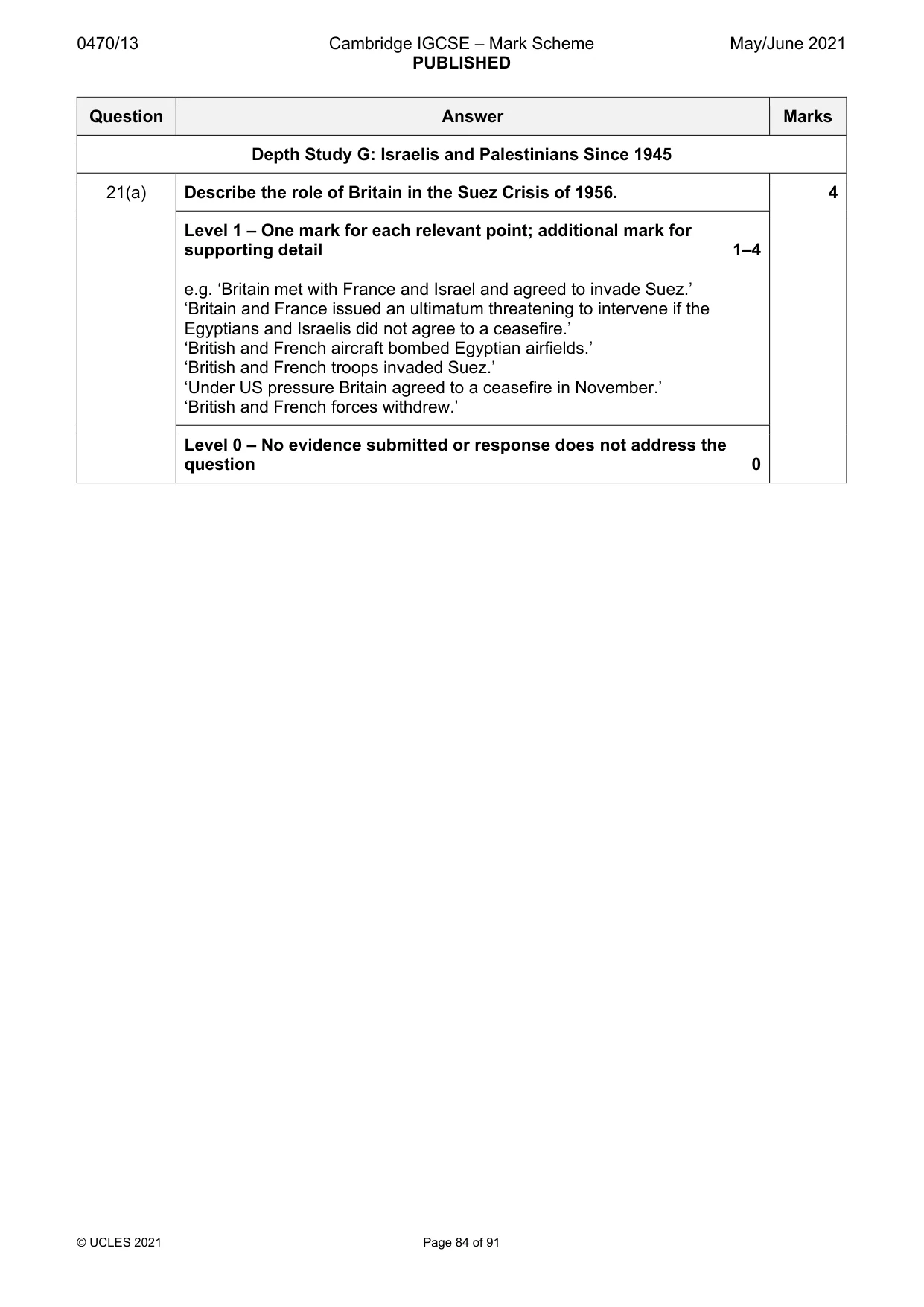 Mark scheme, page 84 of 91