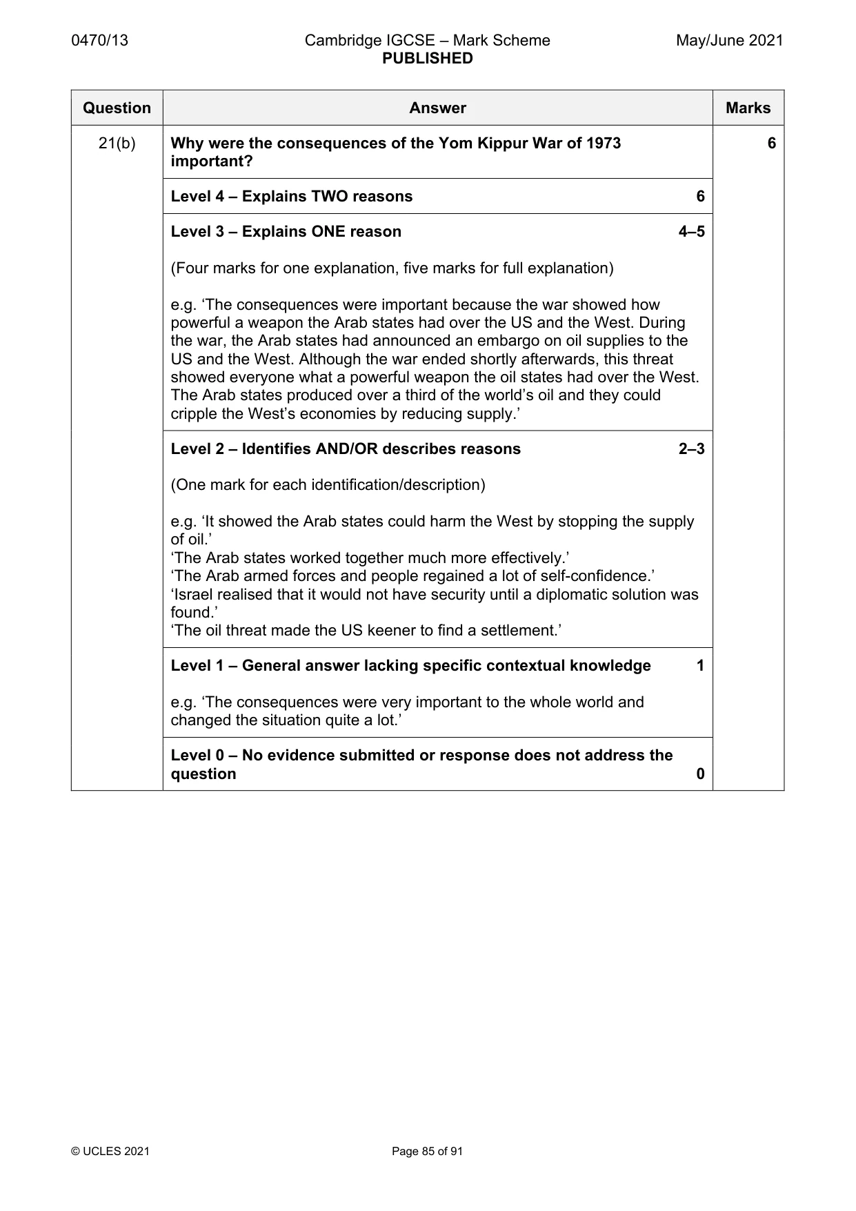 Mark scheme, page 85 of 91