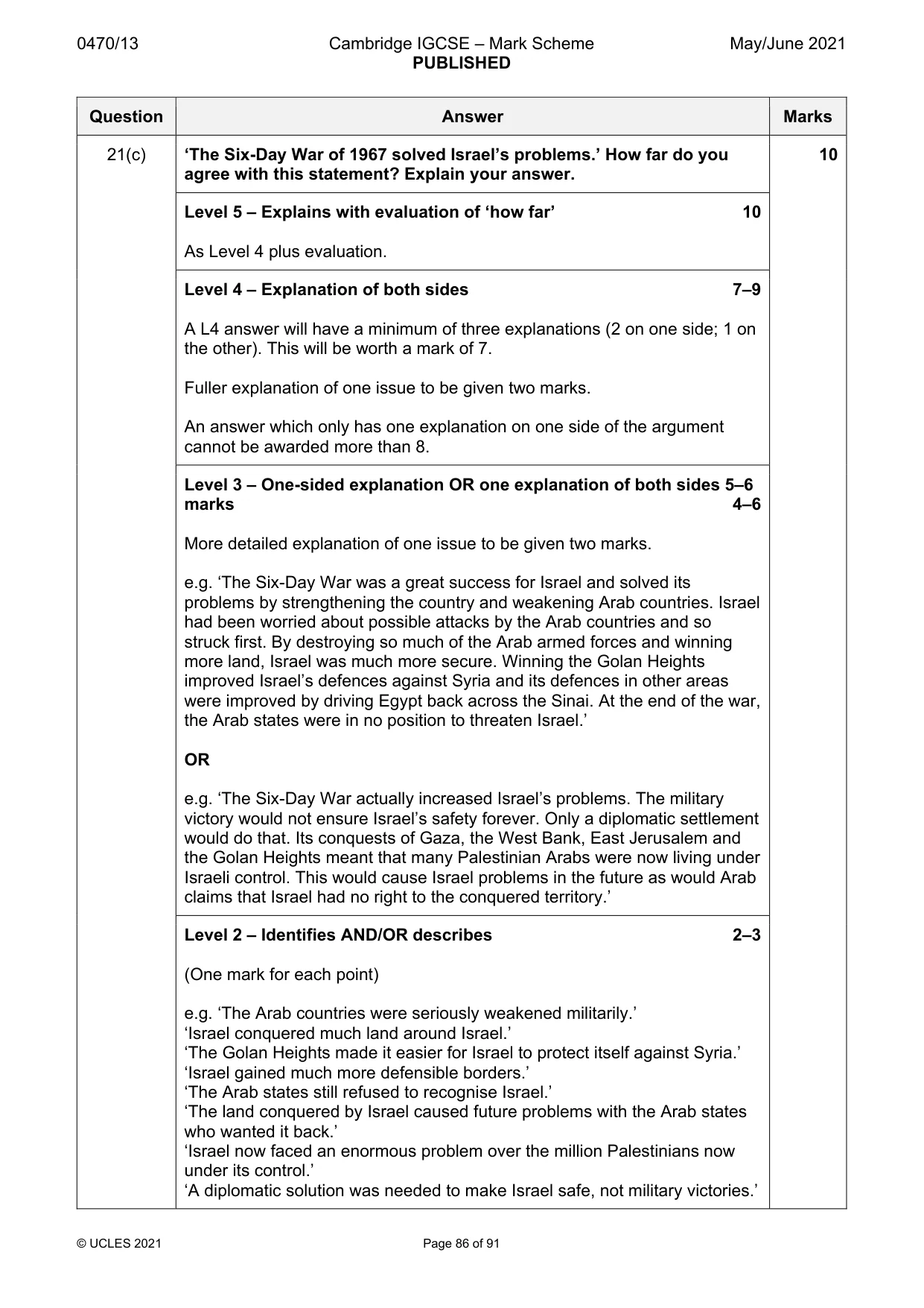 Mark scheme, page 86 of 91