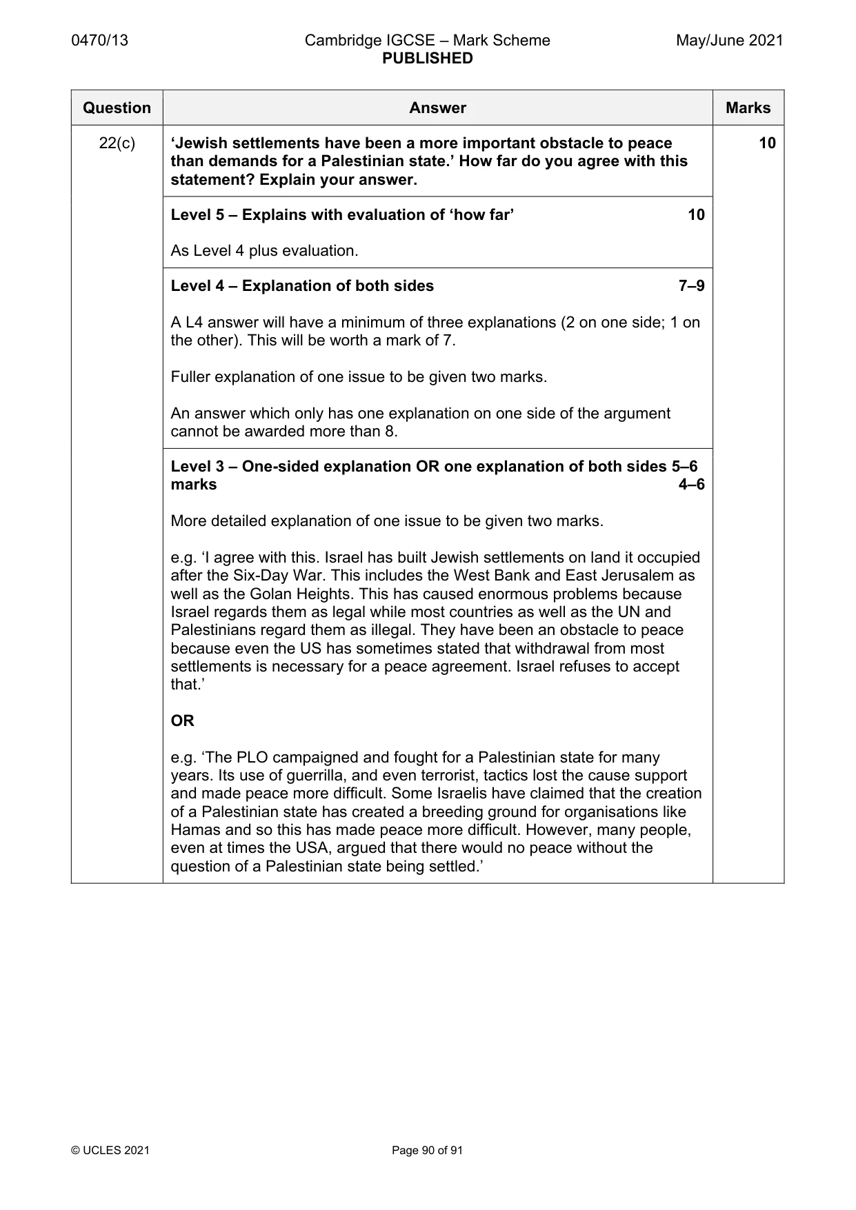 Mark scheme, page 90 of 91