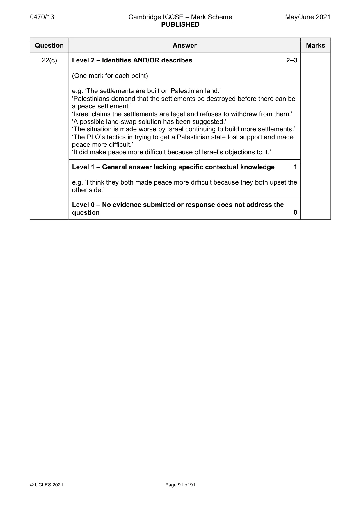 Mark scheme, page 91 of 91