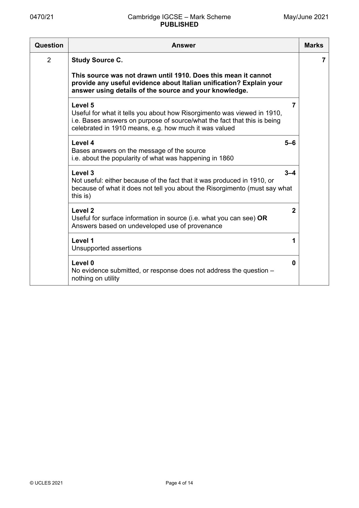 Mark scheme, page 4 of 14