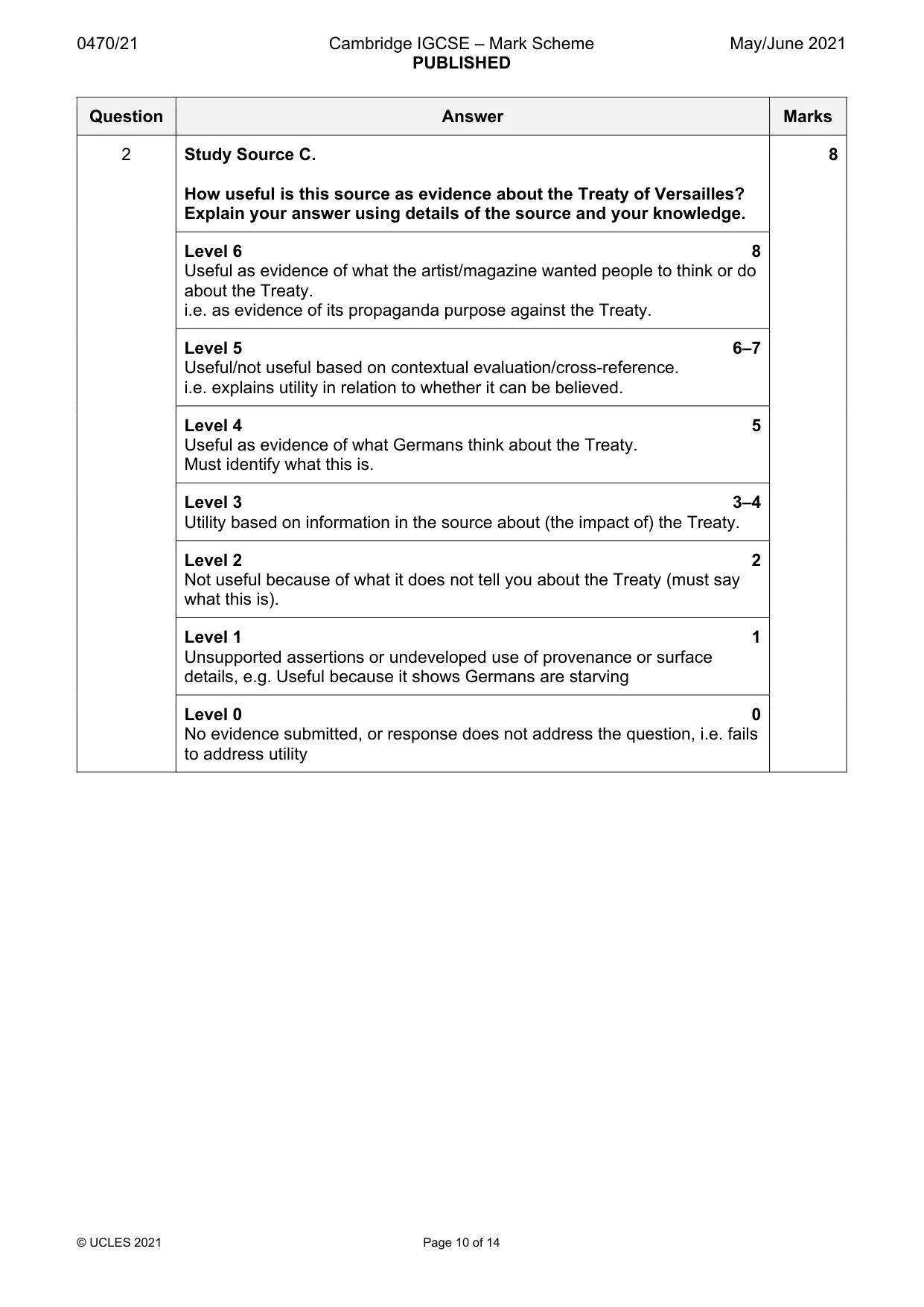 Mark scheme, page 10 of 14