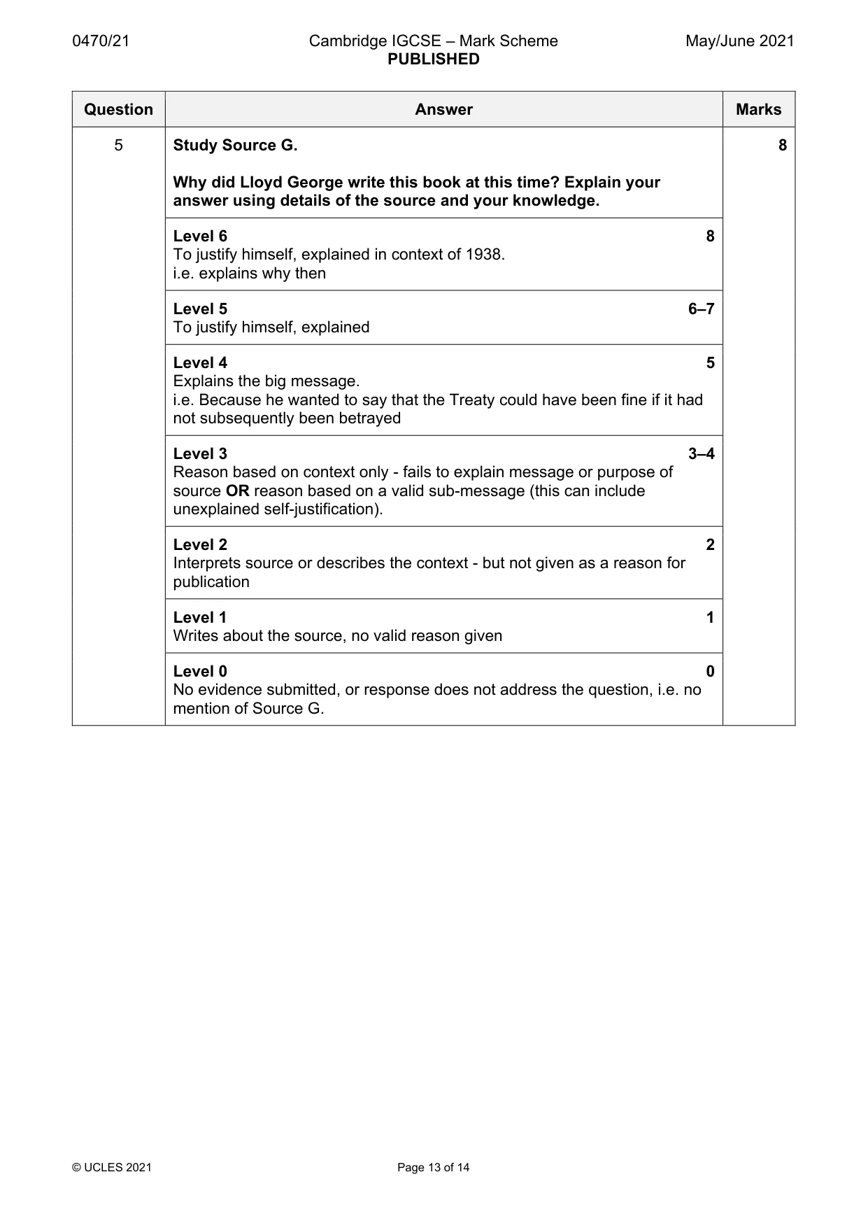 Mark scheme, page 13 of 14