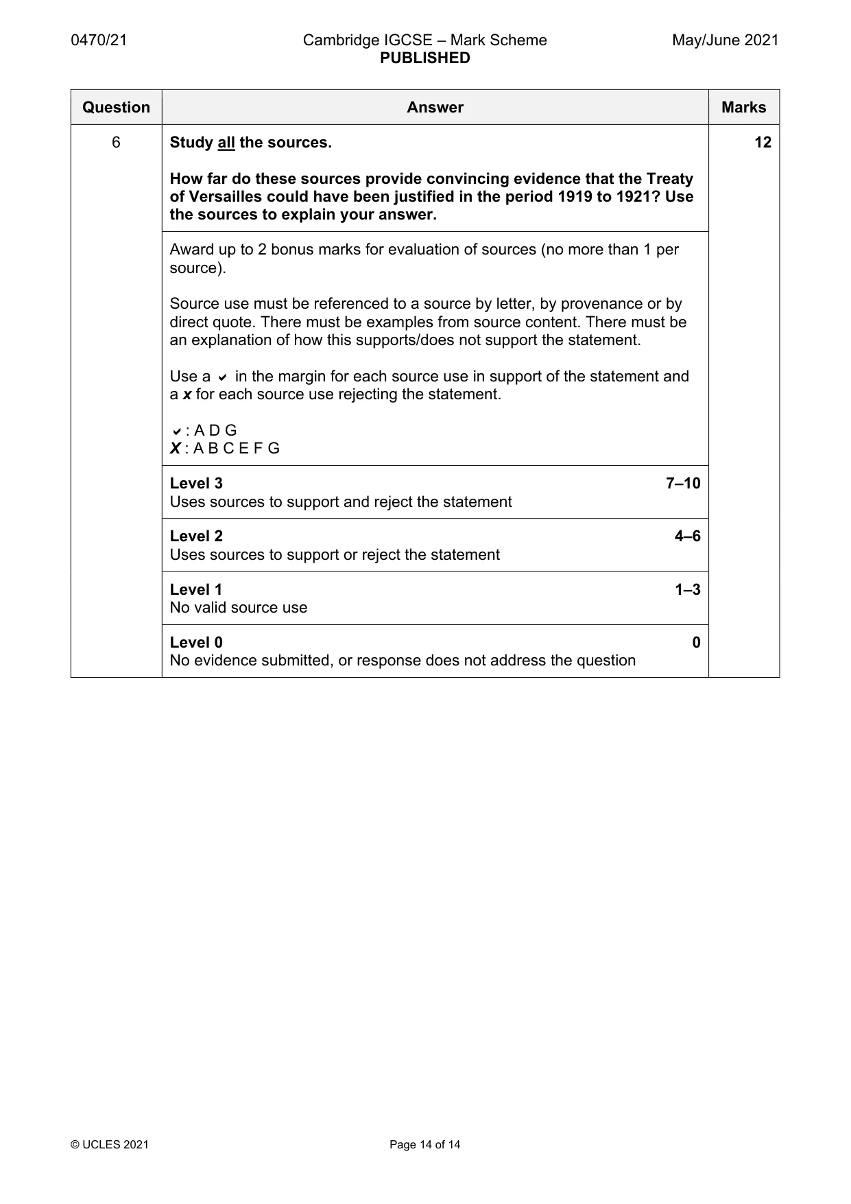 Mark scheme, page 14 of 14