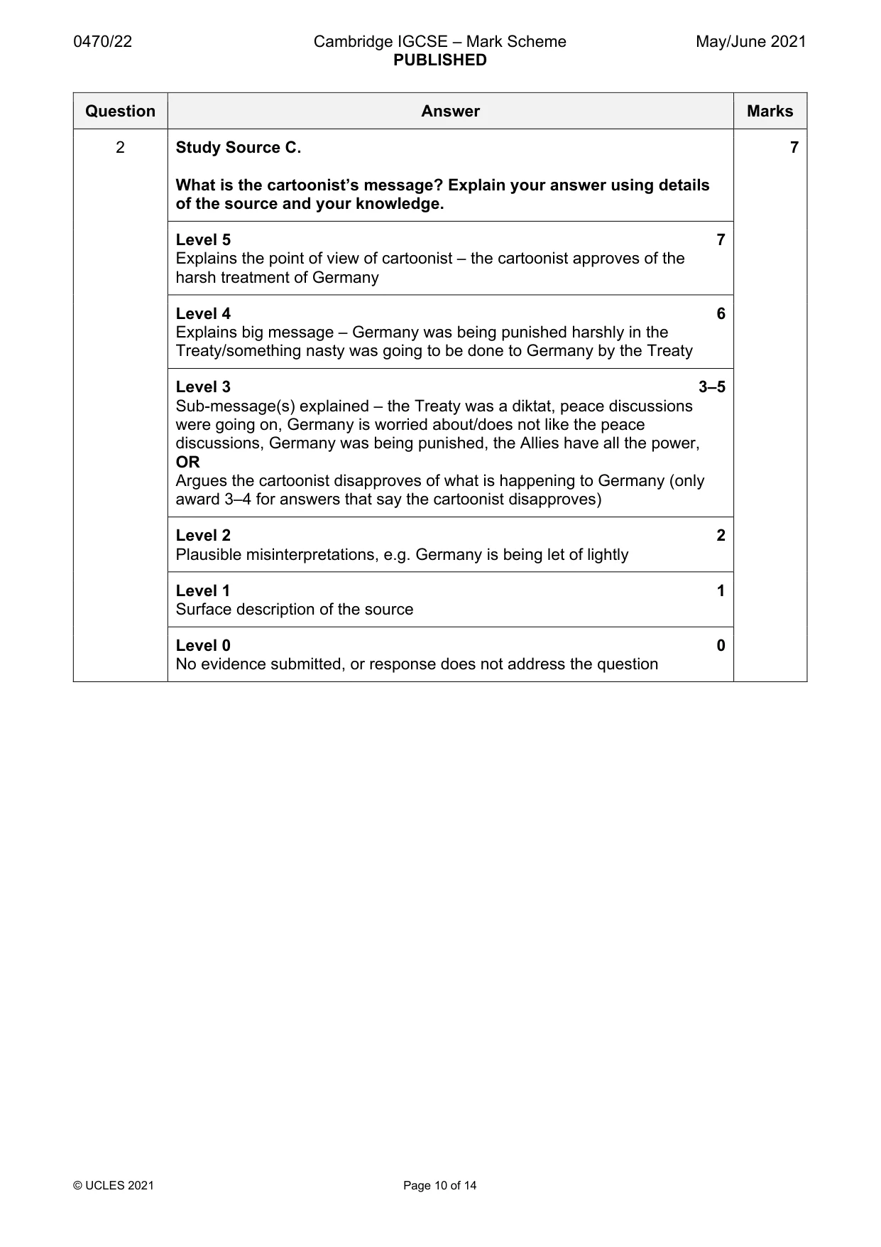 Mark scheme, page 10 of 14