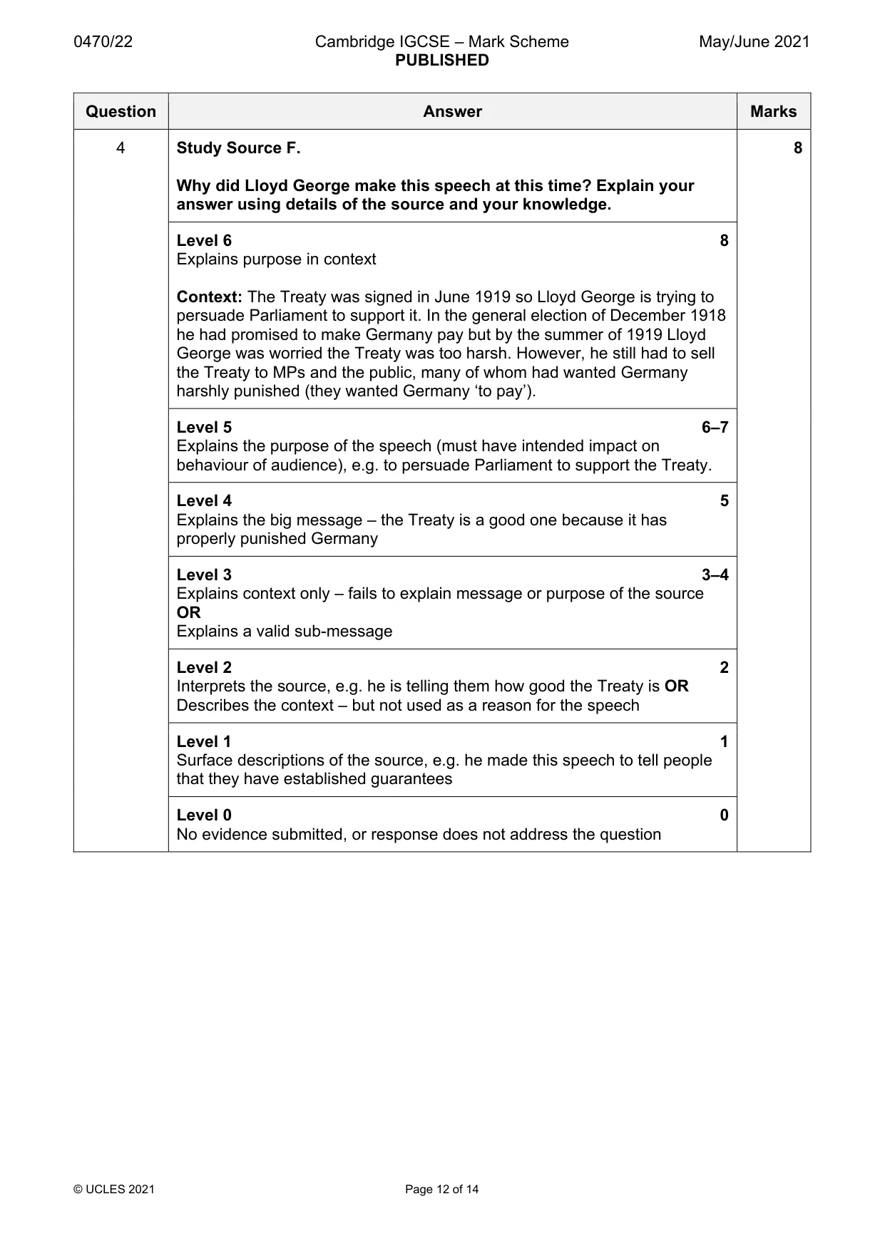 Mark scheme, page 12 of 14