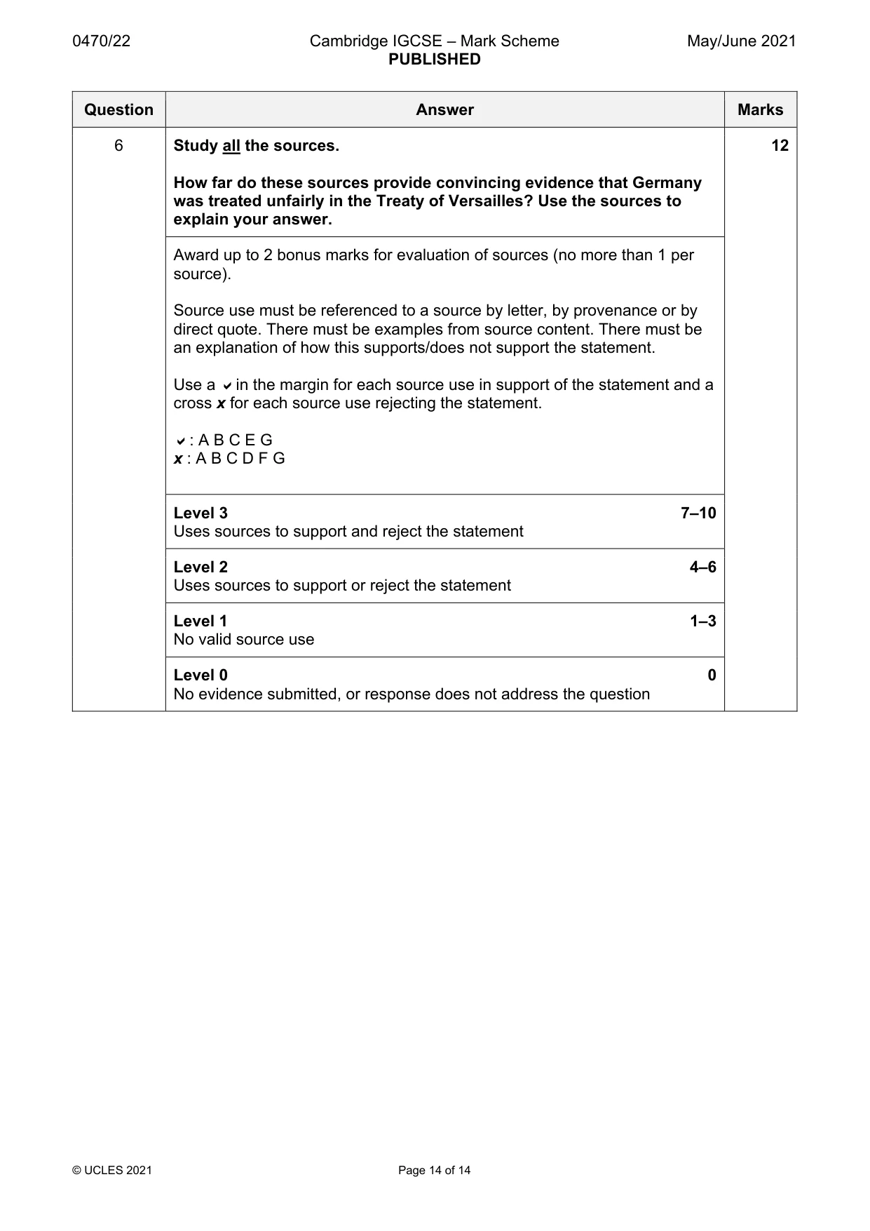 Mark scheme, page 14 of 14