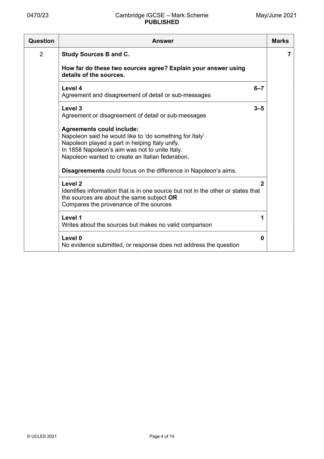 Mark scheme, page 4 of 14