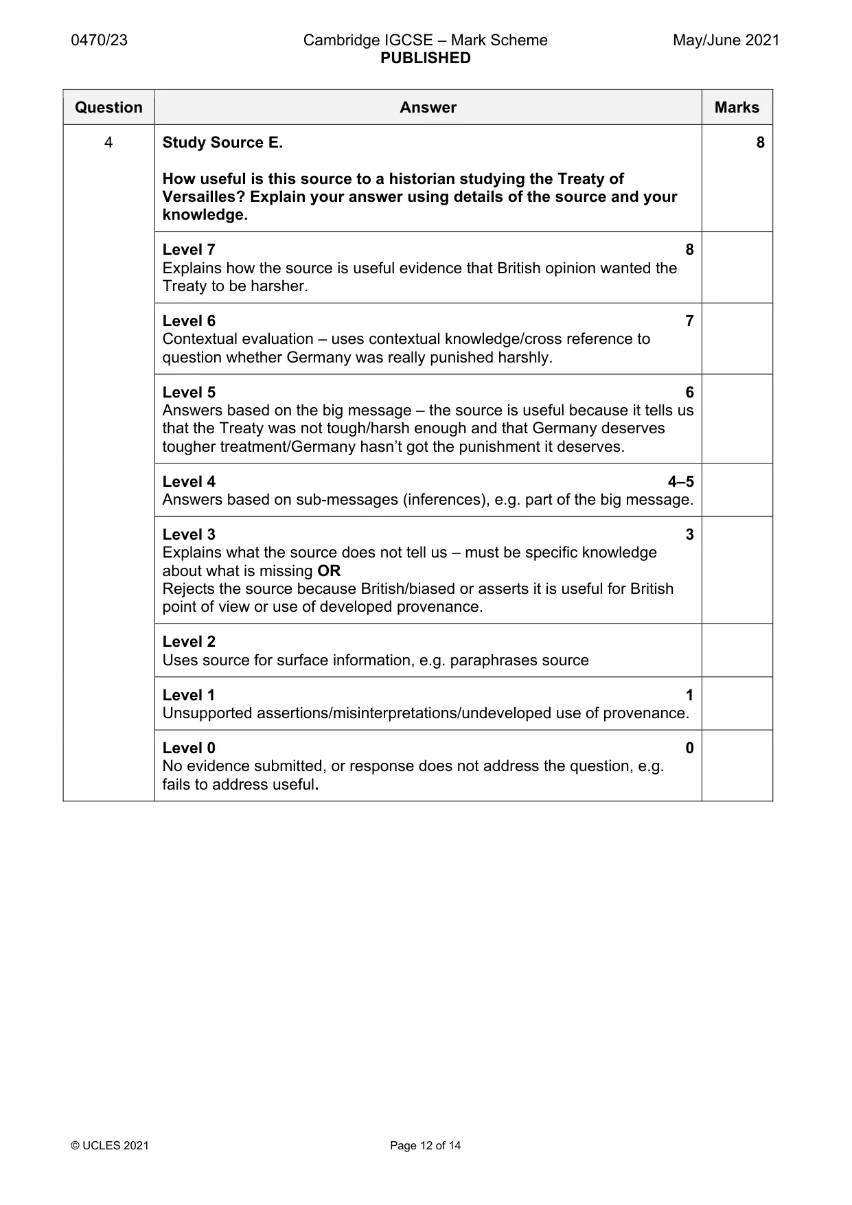 Mark scheme, page 12 of 14
