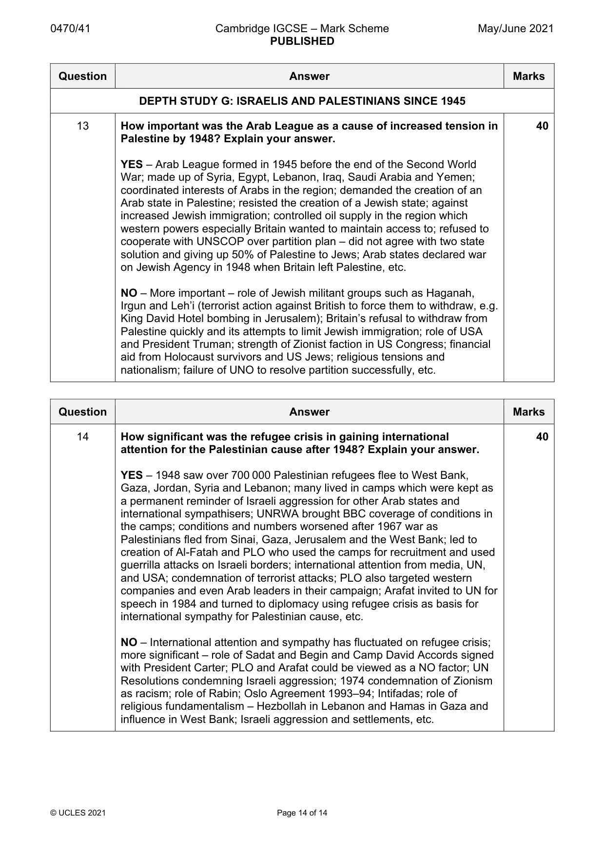 Mark scheme, page 14 of 14