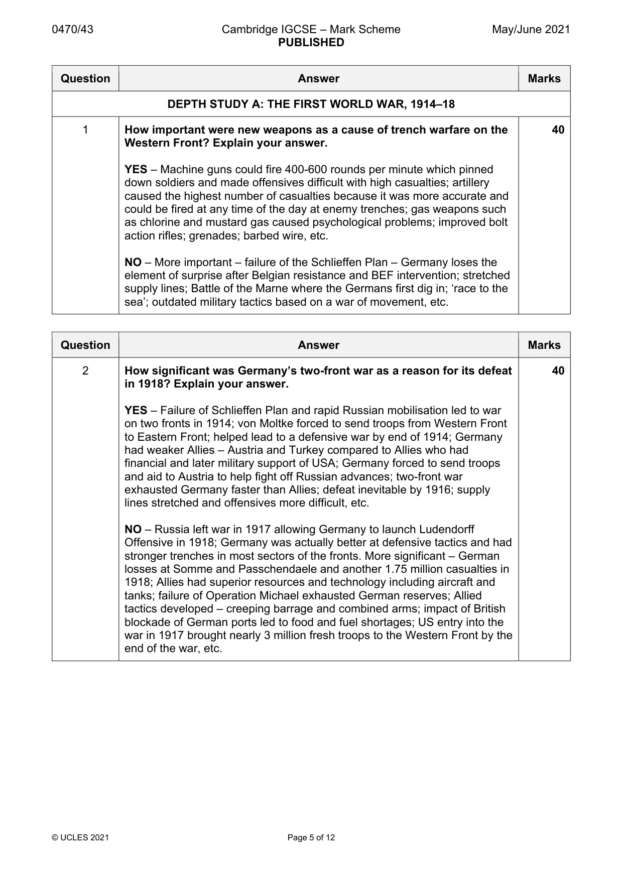Mark scheme, page 5 of 12
