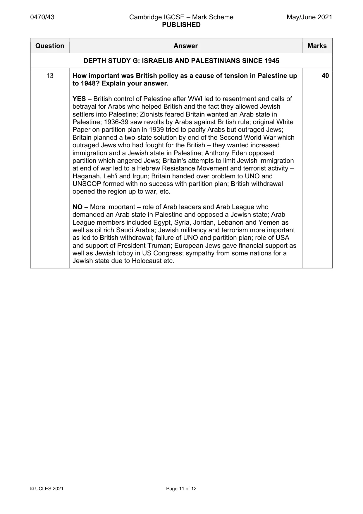 Mark scheme, page 11 of 12