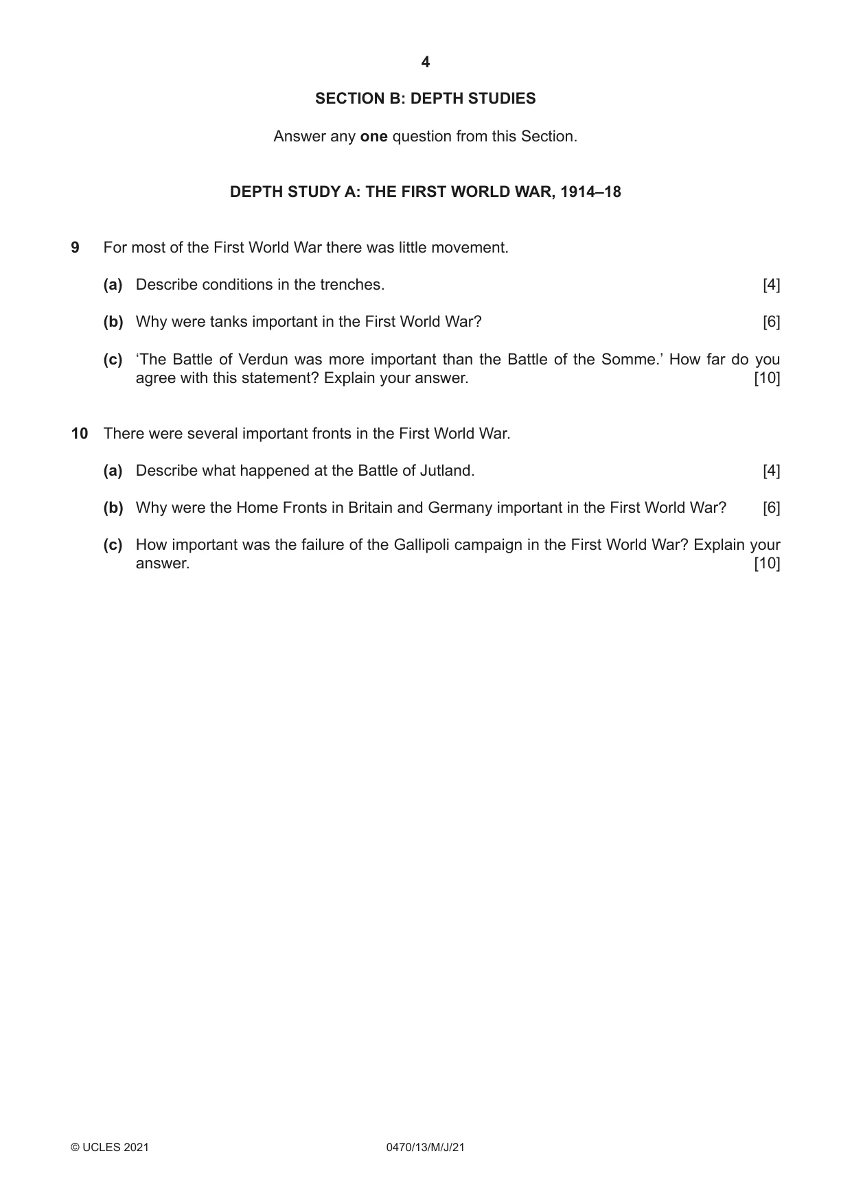Cambridge IGCSE History 0470 2021 May/June Paper 1 · Variant 3 question paper, page 4 of 12