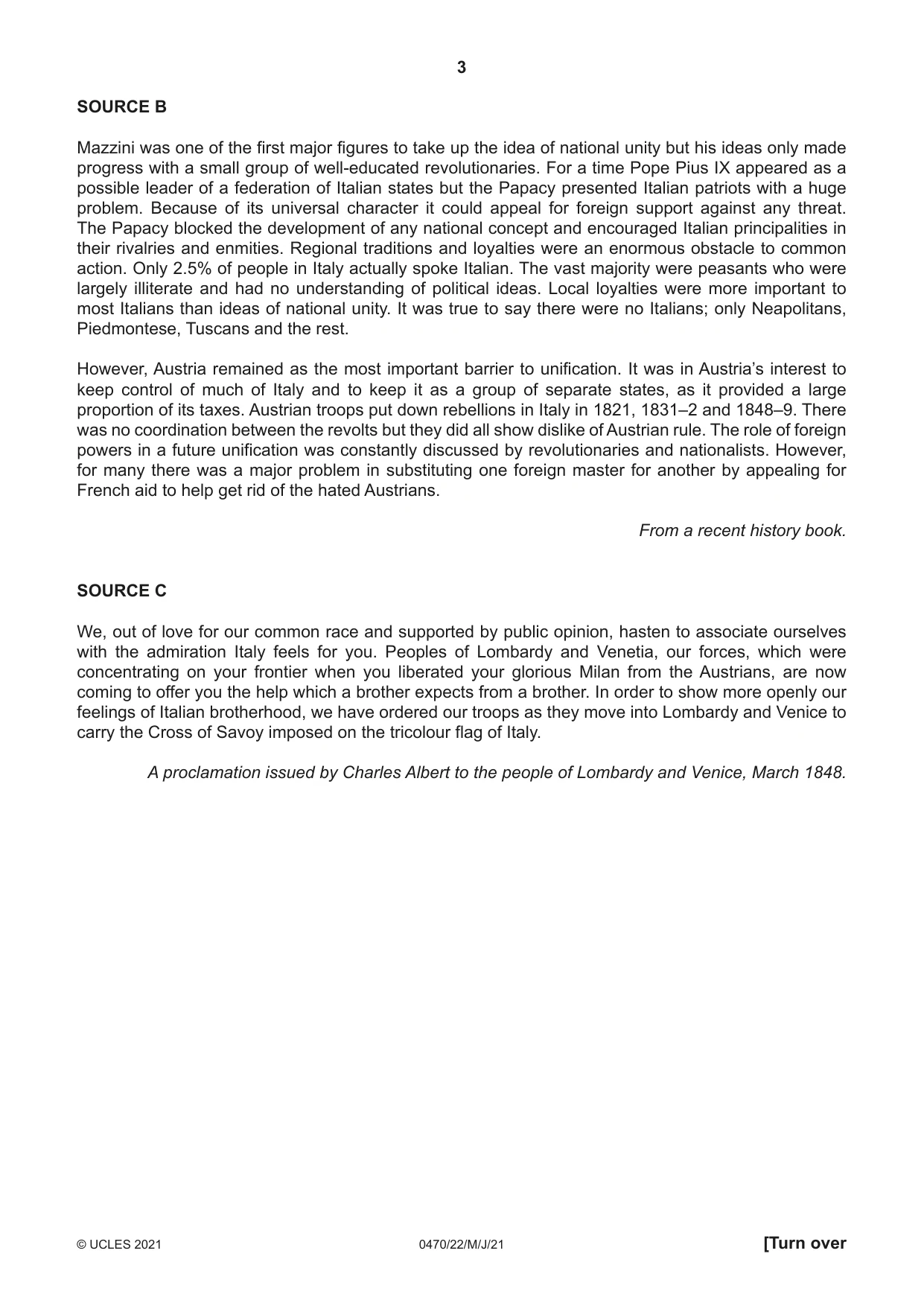 Cambridge IGCSE History 0470 2021 May/June Paper 2 · Variant 2 question paper, page 3 of 12