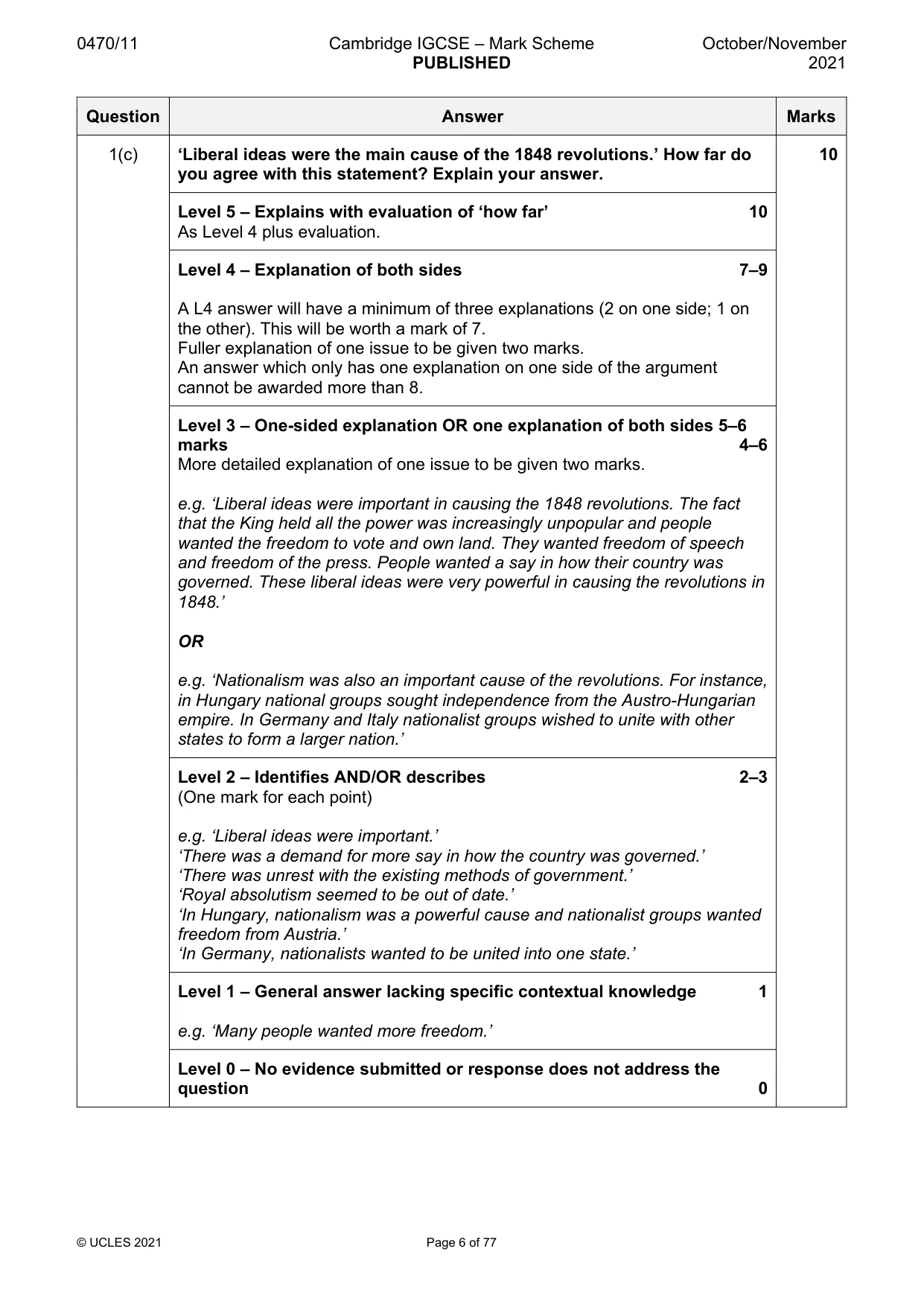Mark scheme, page 6 of 77