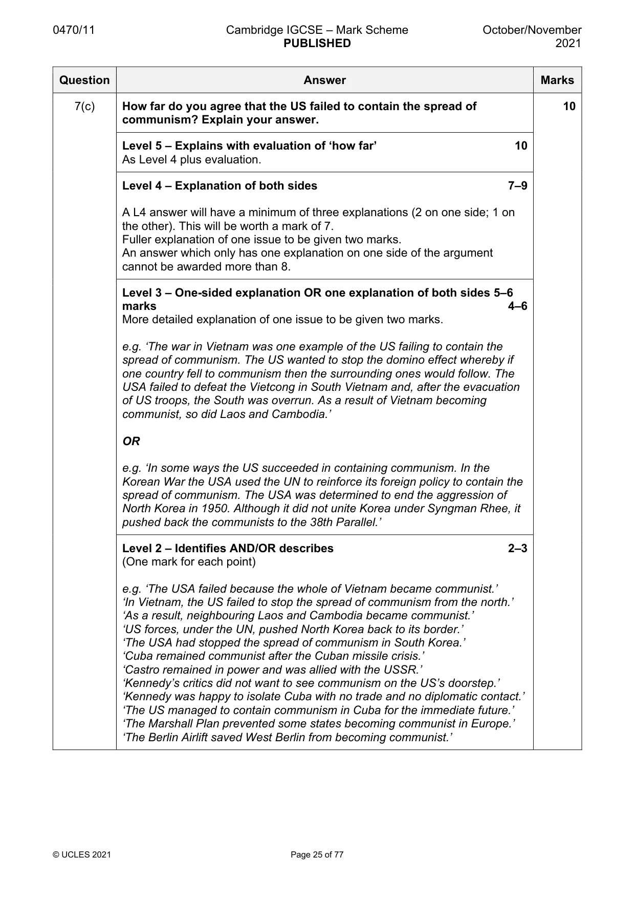 Mark scheme, page 25 of 77