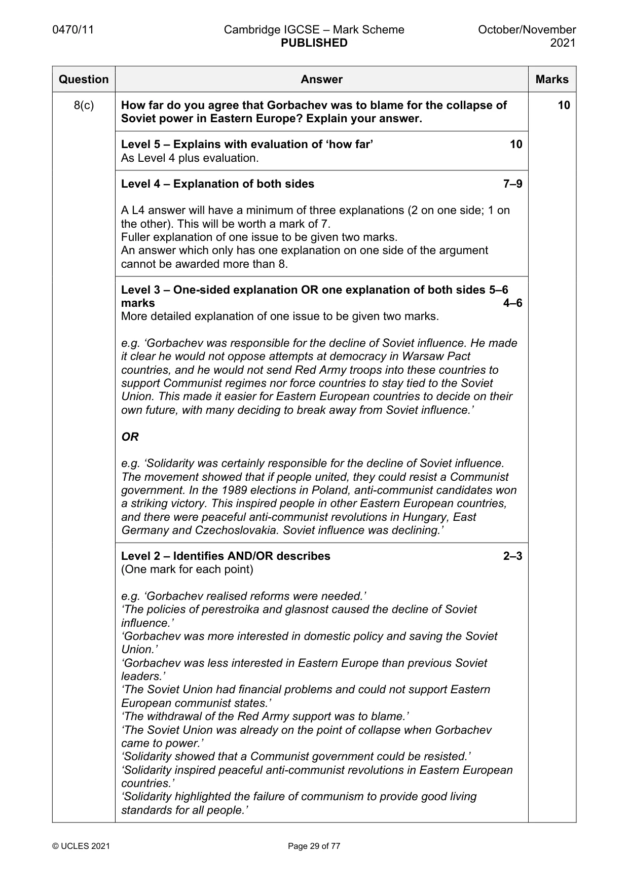 Mark scheme, page 29 of 77