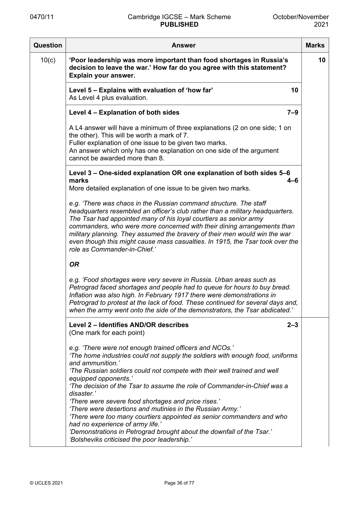 Mark scheme, page 36 of 77