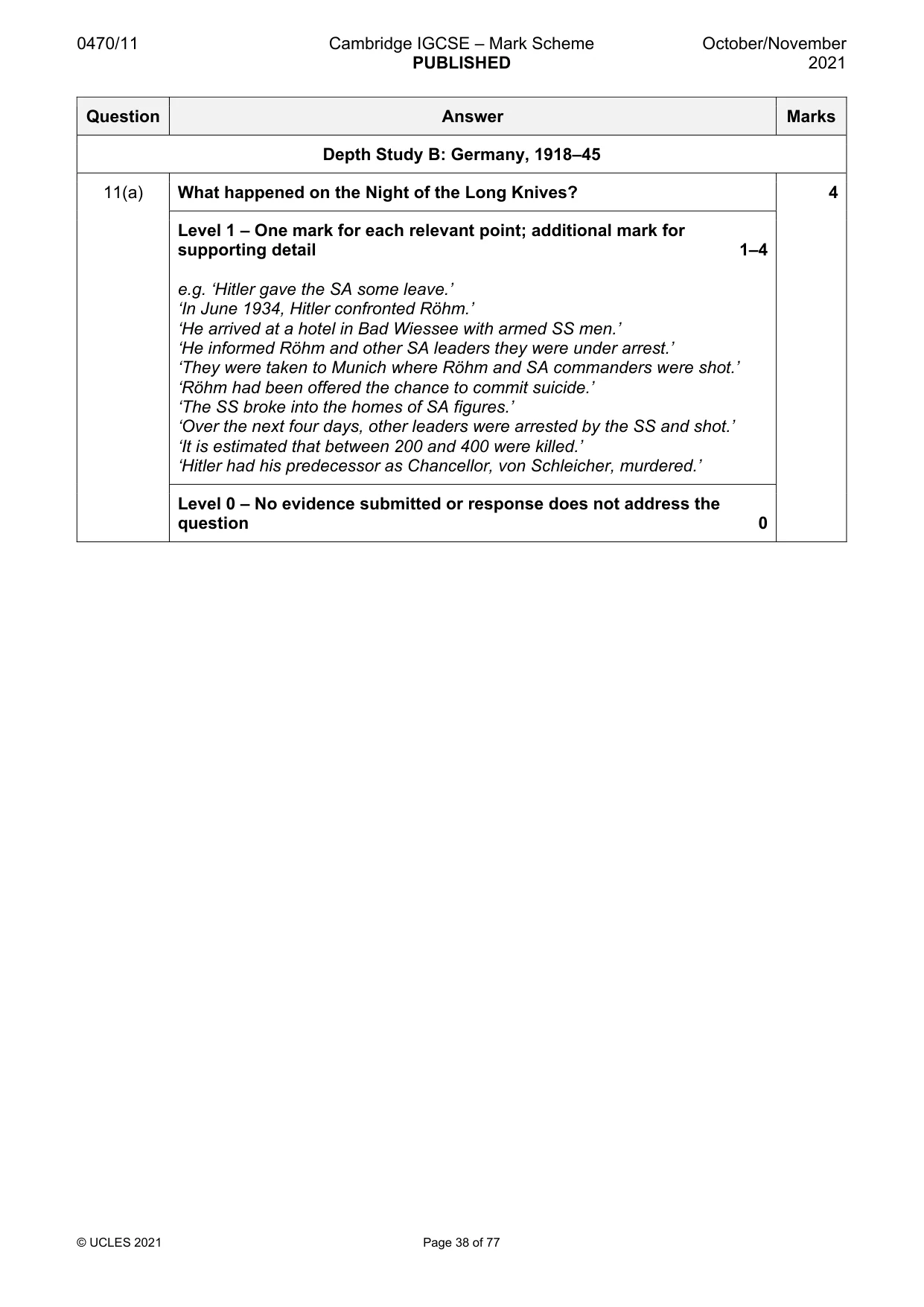 Mark scheme, page 38 of 77