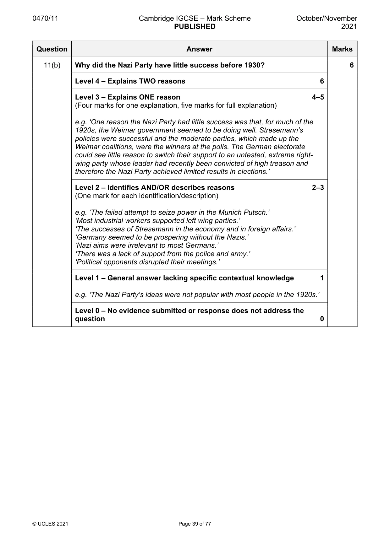 Mark scheme, page 39 of 77