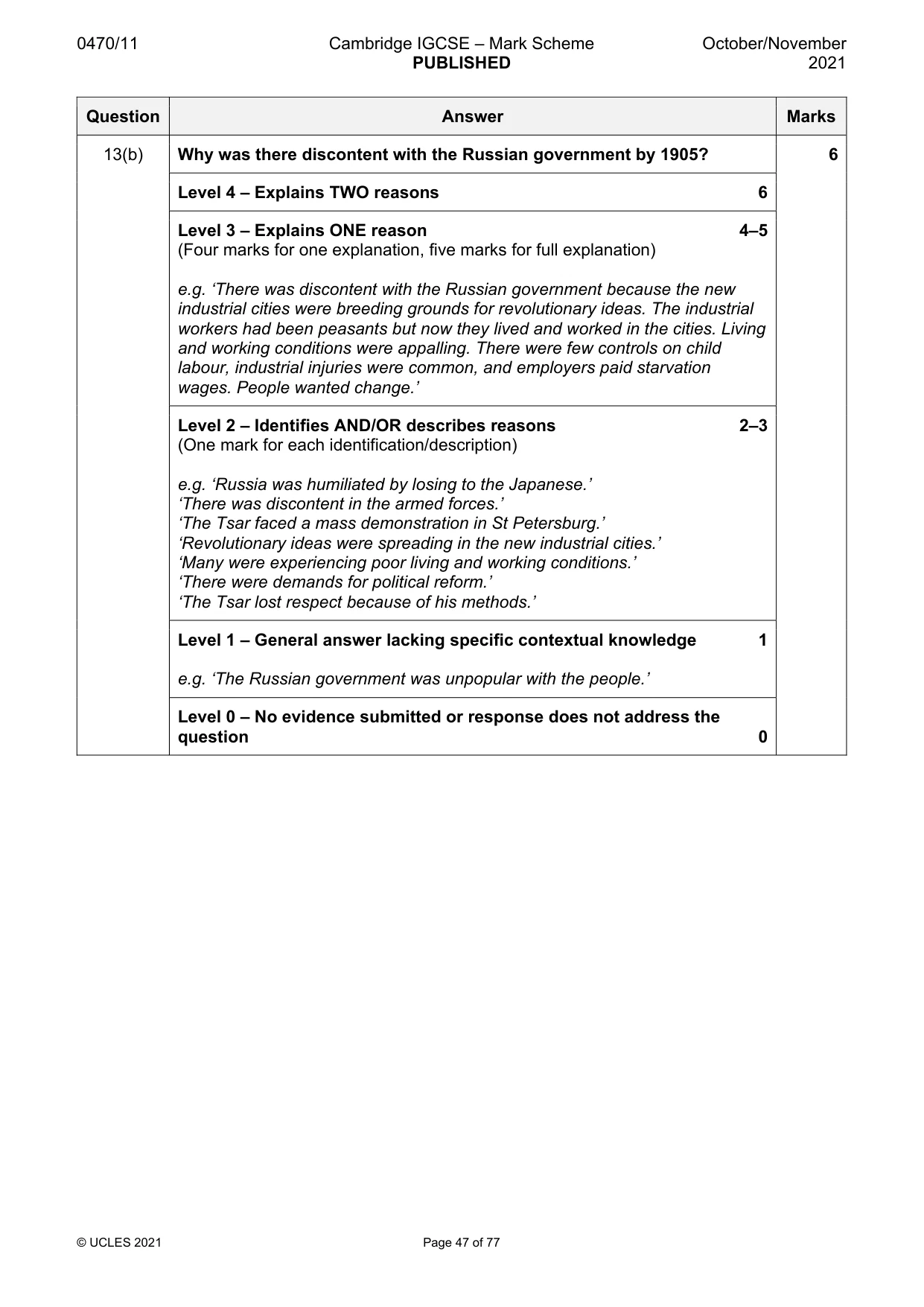 Mark scheme, page 47 of 77