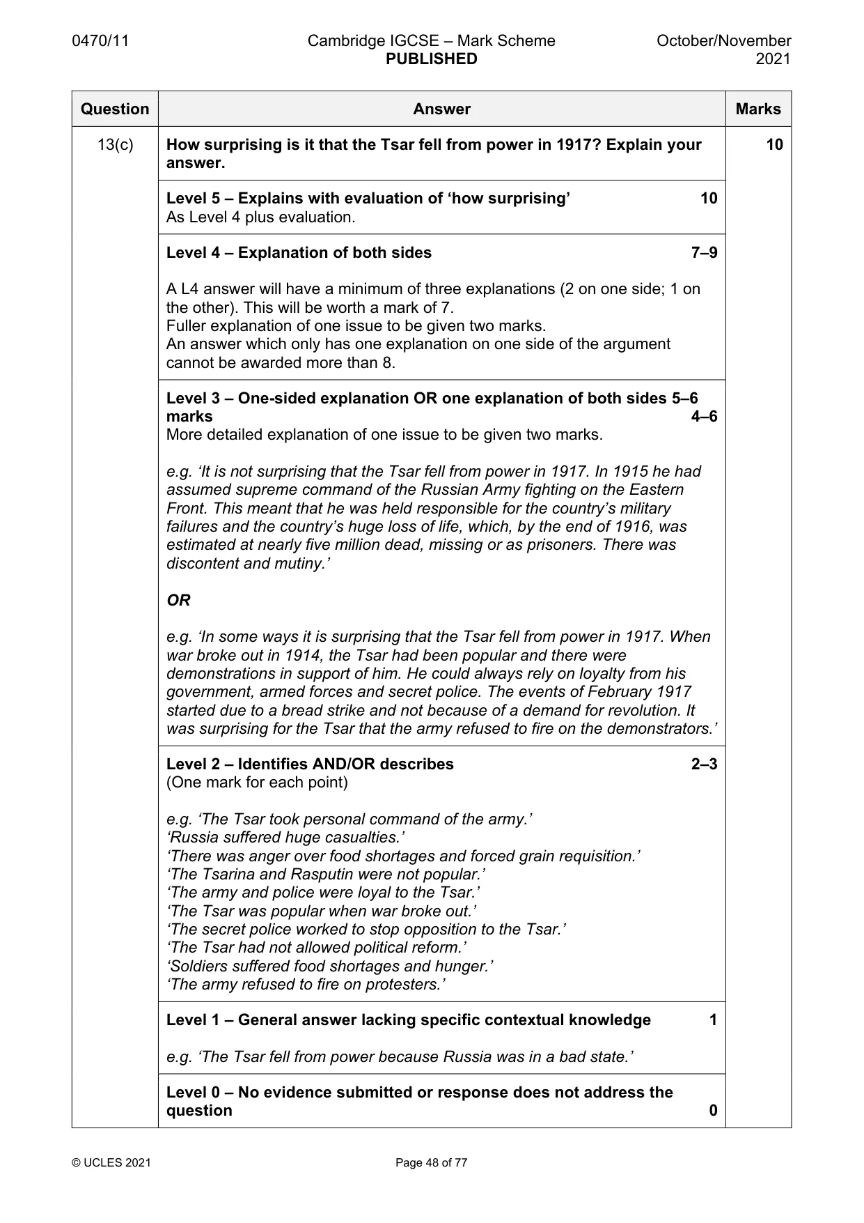 Mark scheme, page 48 of 77