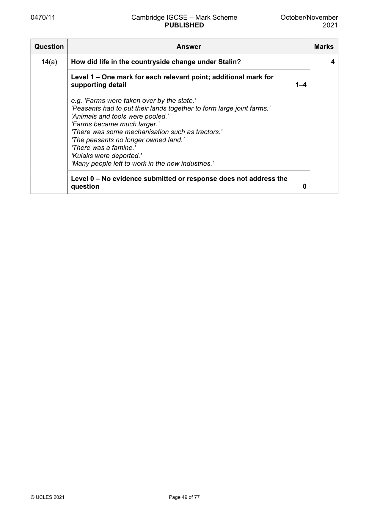 Mark scheme, page 49 of 77
