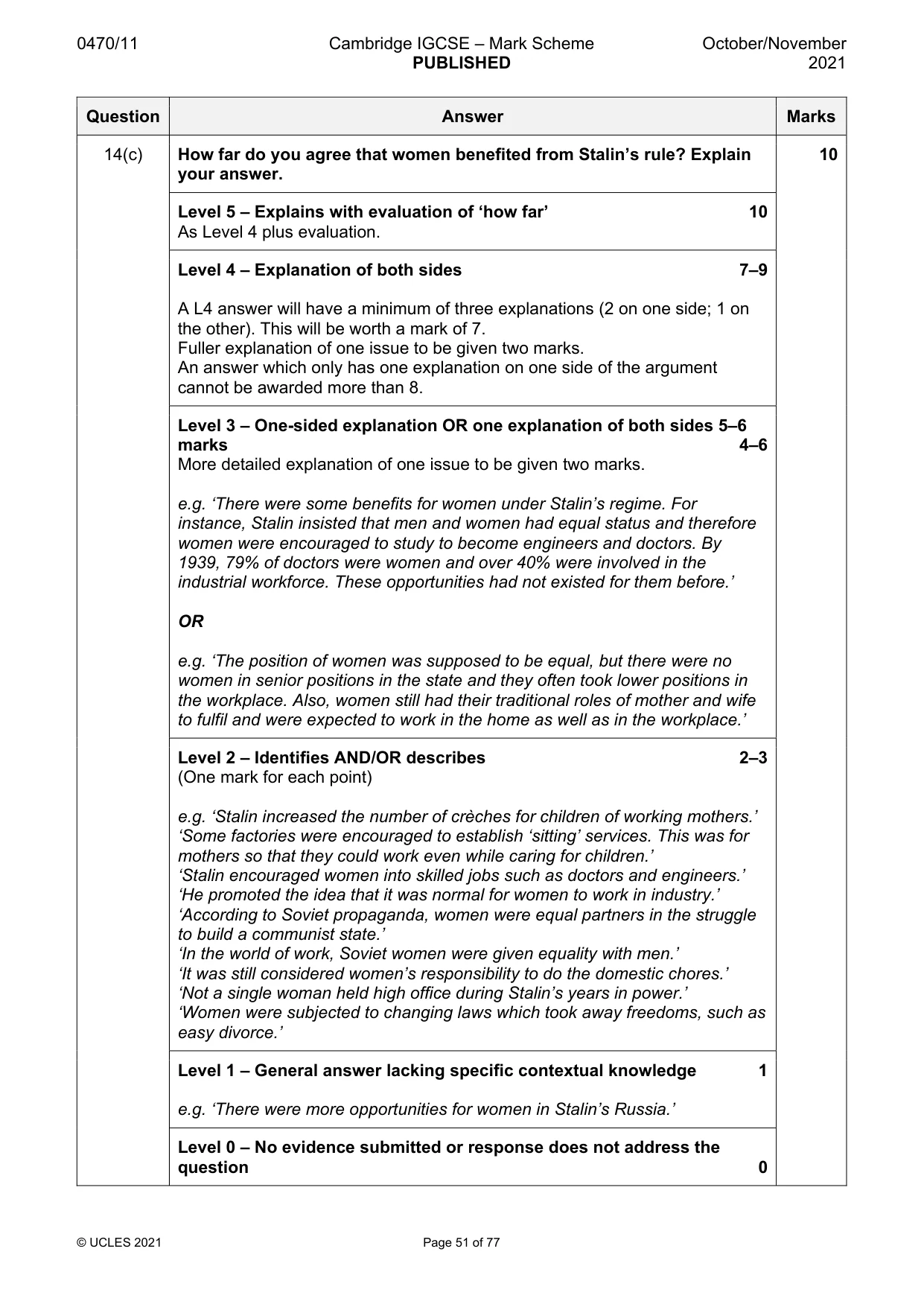 Mark scheme, page 51 of 77