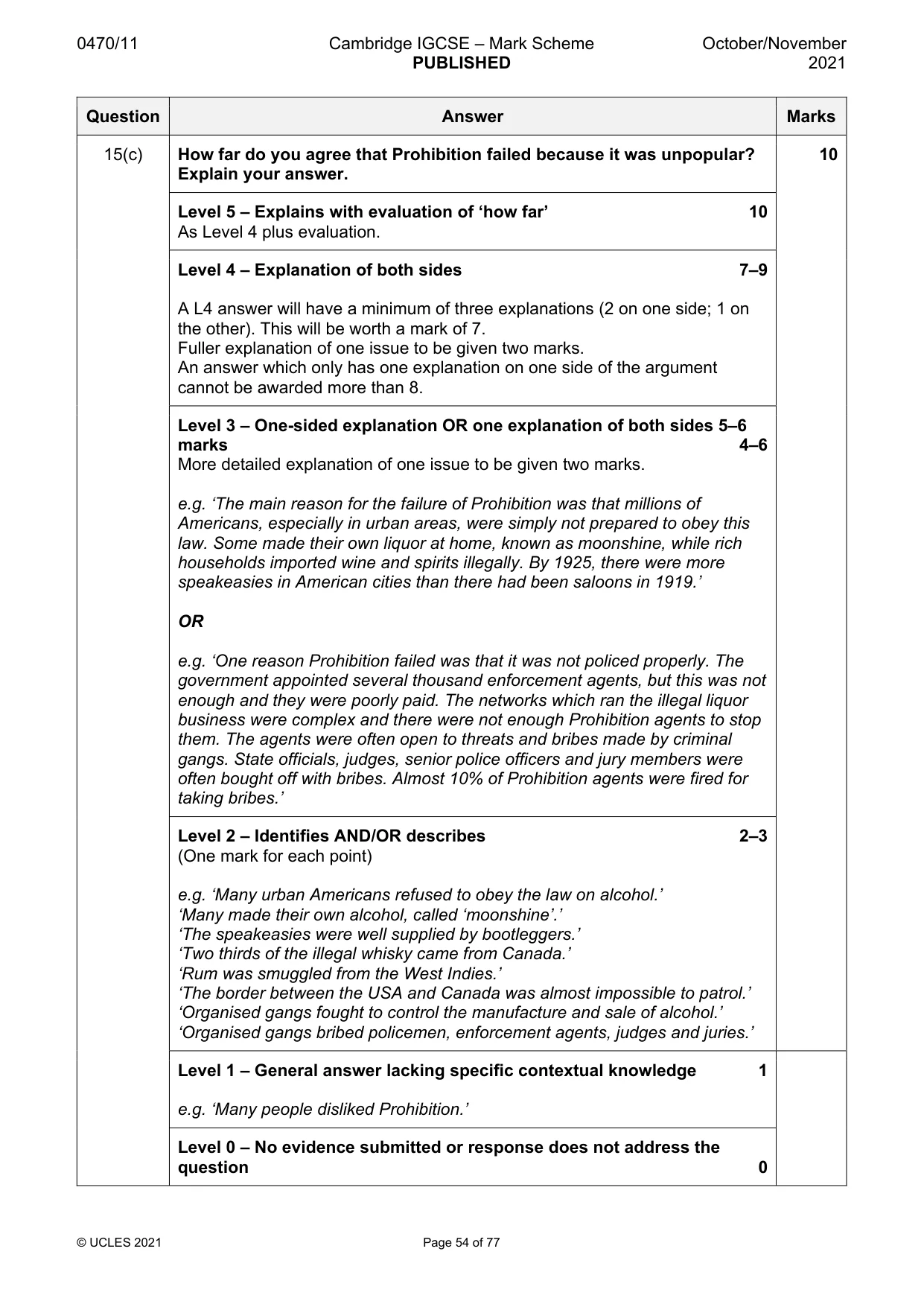 Mark scheme, page 54 of 77