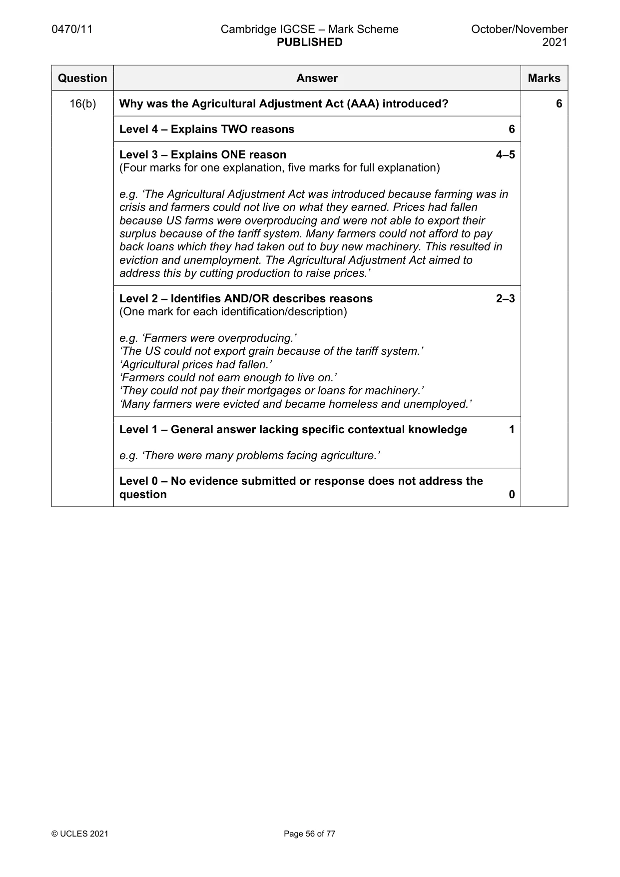 Mark scheme, page 56 of 77