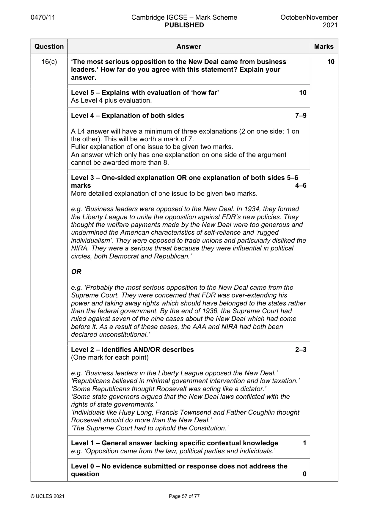 Mark scheme, page 57 of 77