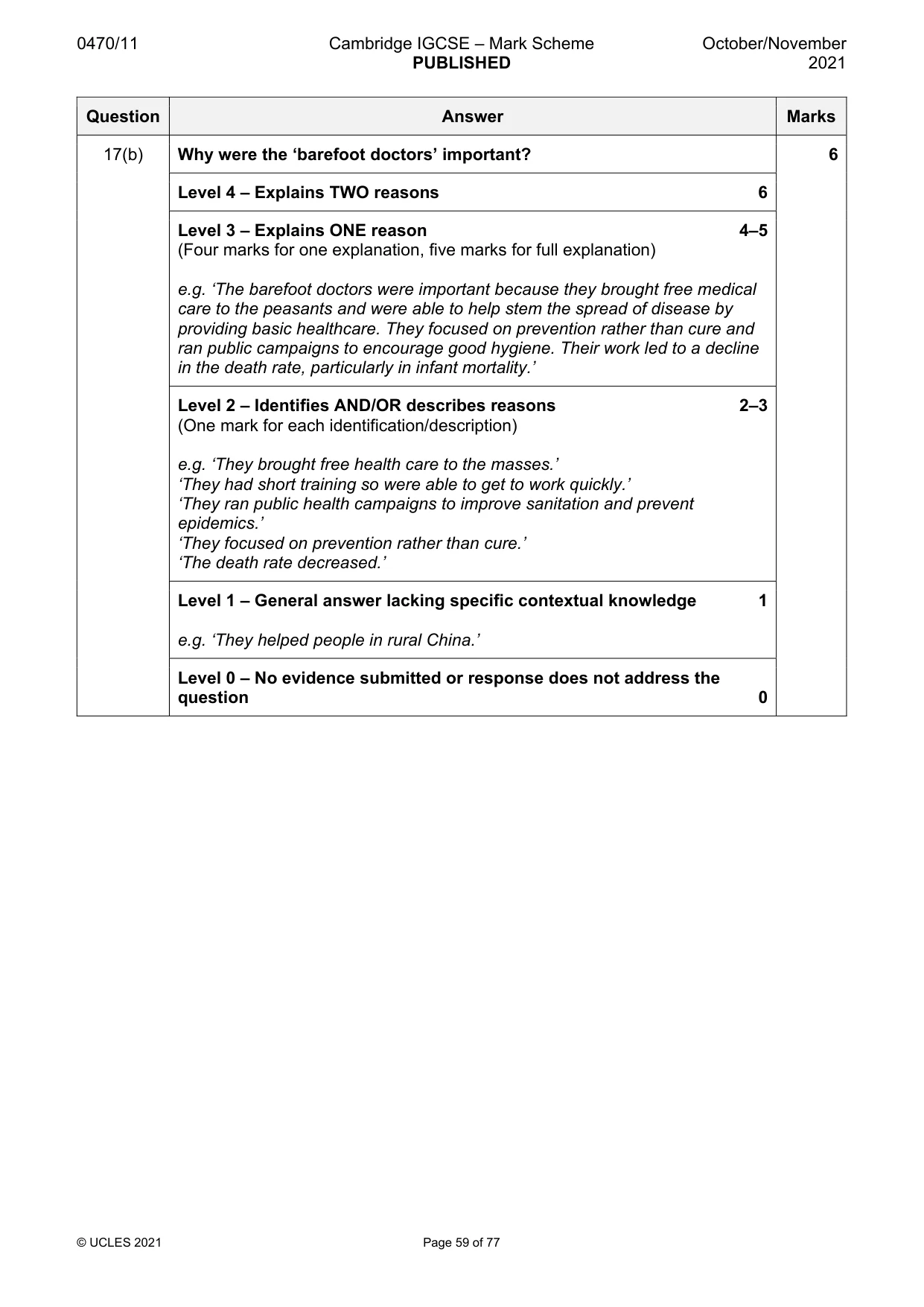 Mark scheme, page 59 of 77