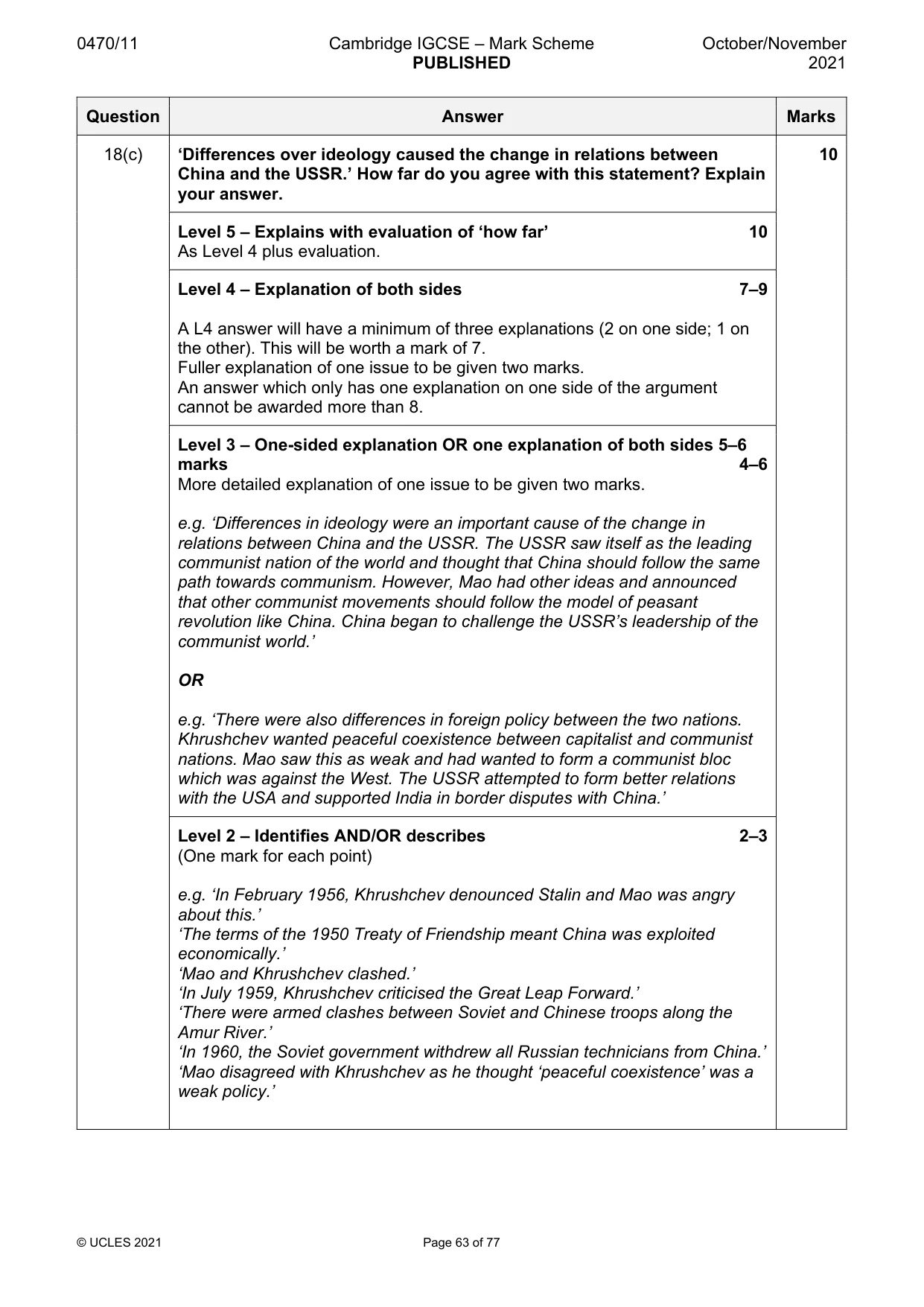 Mark scheme, page 63 of 77