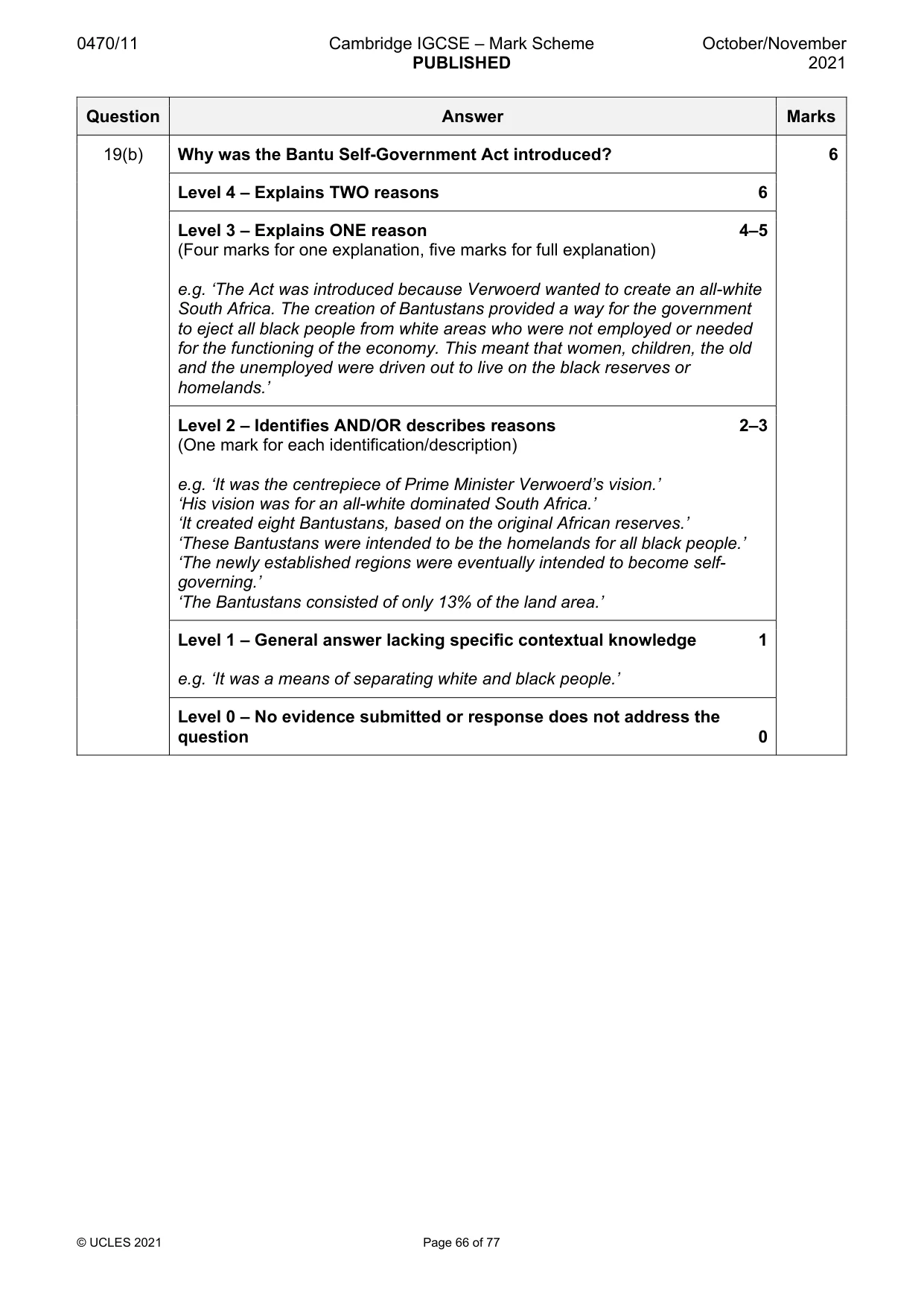 Mark scheme, page 66 of 77
