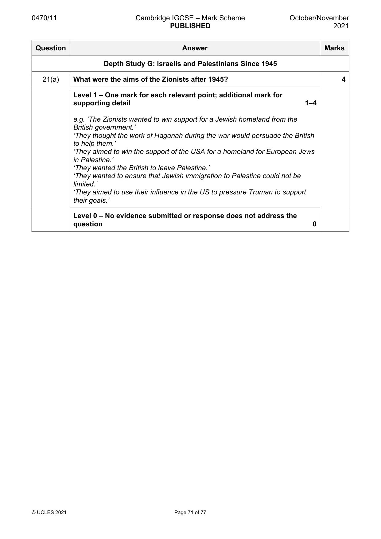 Mark scheme, page 71 of 77