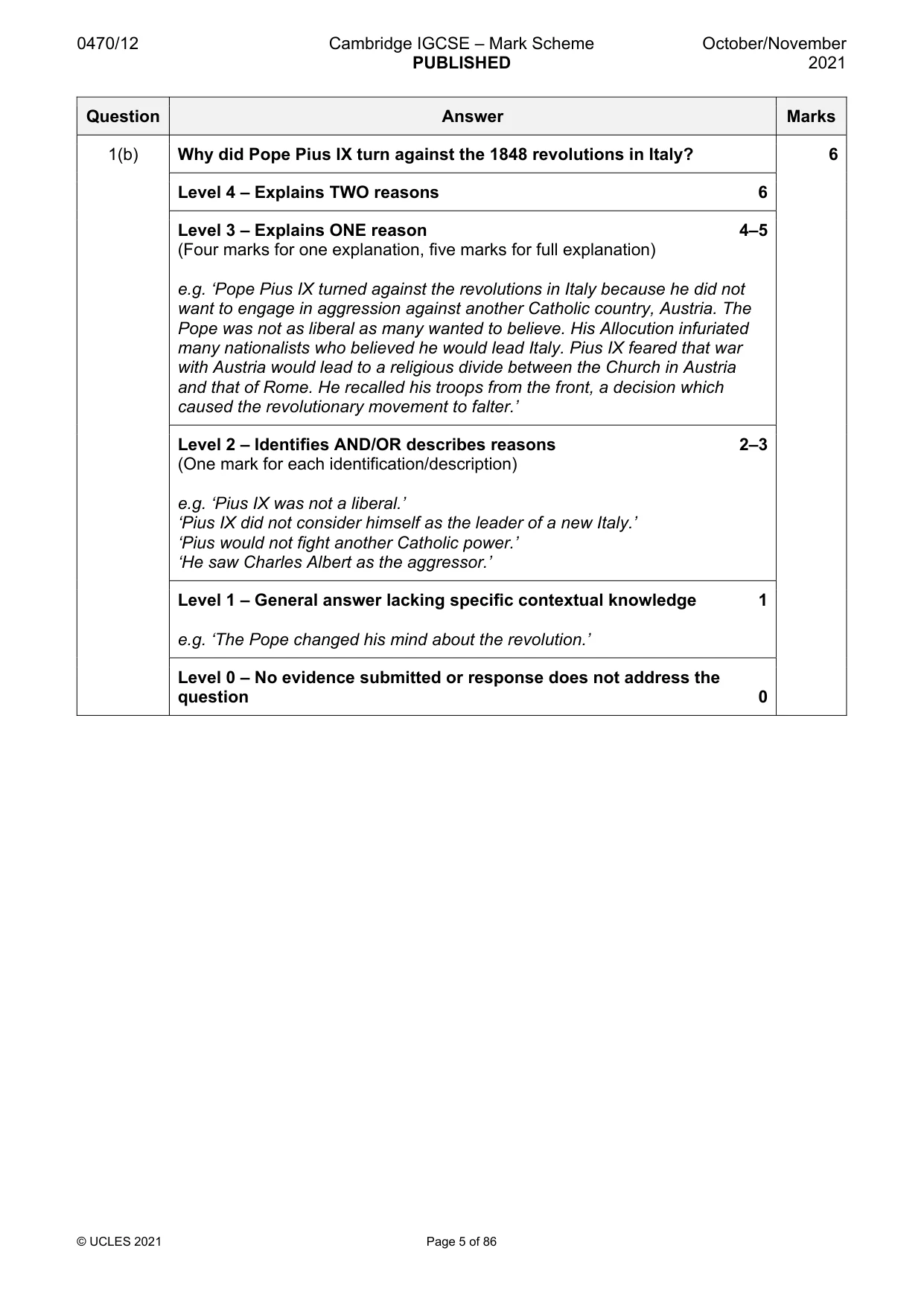 Mark scheme, page 5 of 86