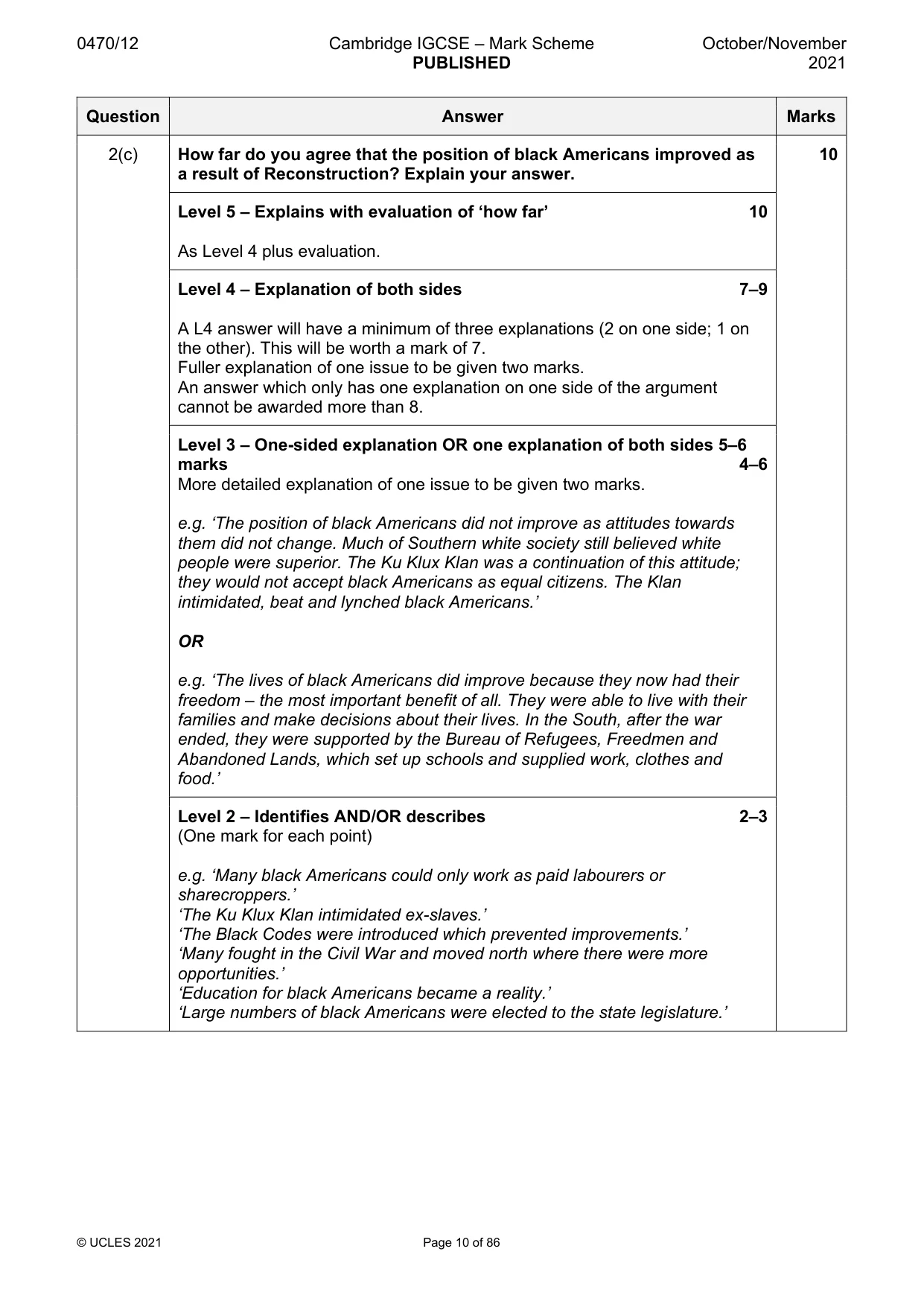 Mark scheme, page 10 of 86