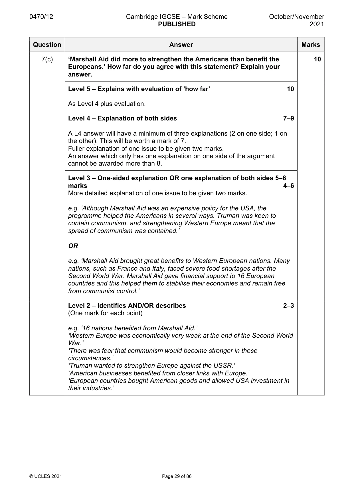 Mark scheme, page 29 of 86
