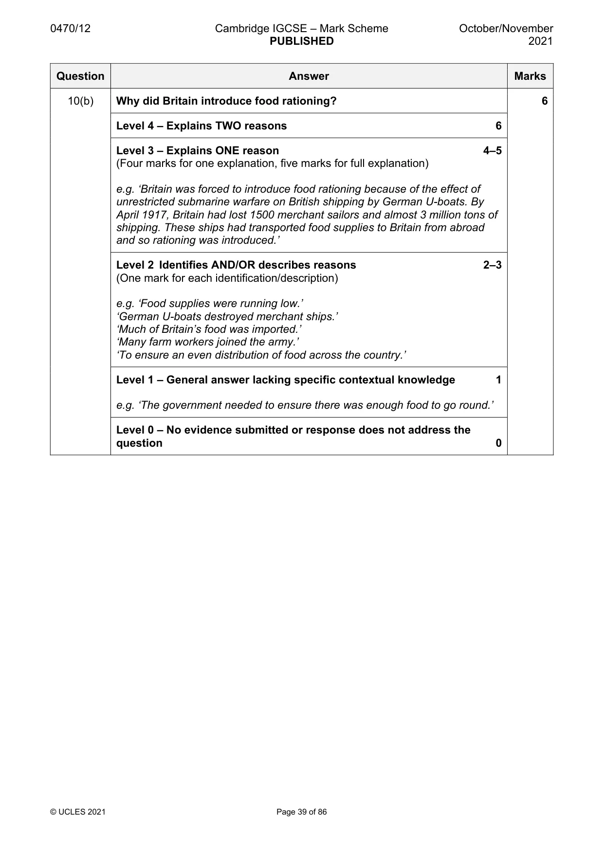 Mark scheme, page 39 of 86