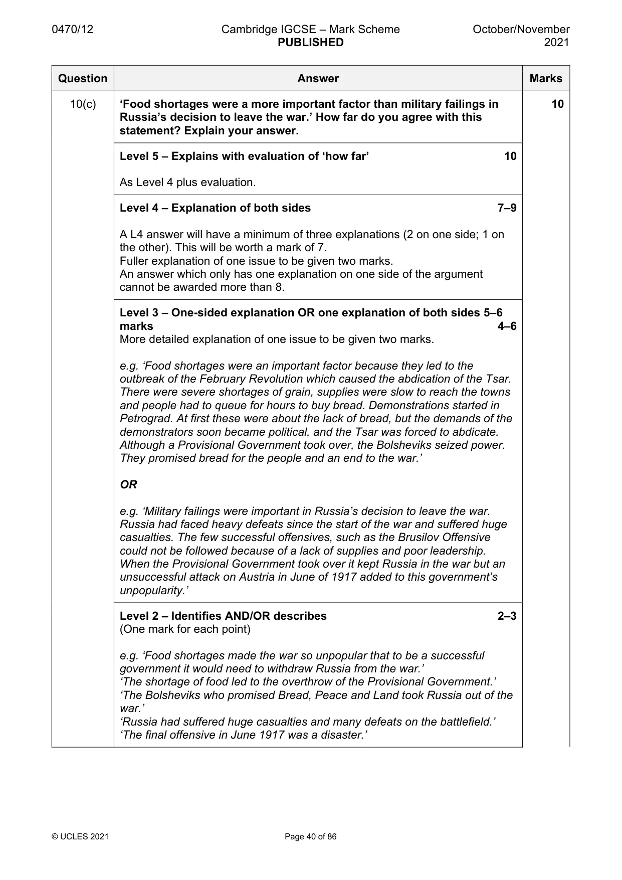 Mark scheme, page 40 of 86